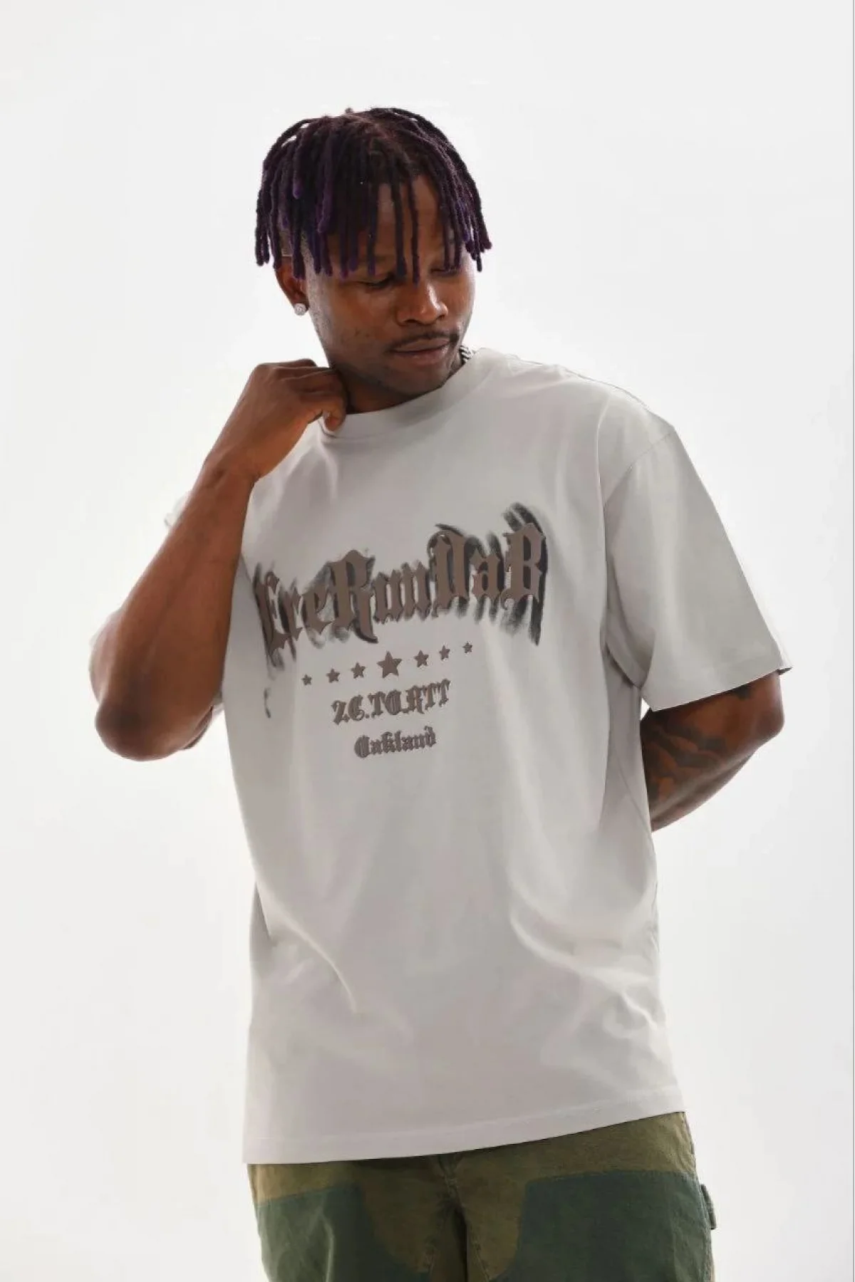 Erkek Baskılı T-Shirt Kısa Kol Bisiklet Yaka Regular Fit Rahat Kalıp Günlük Tişört - Gri