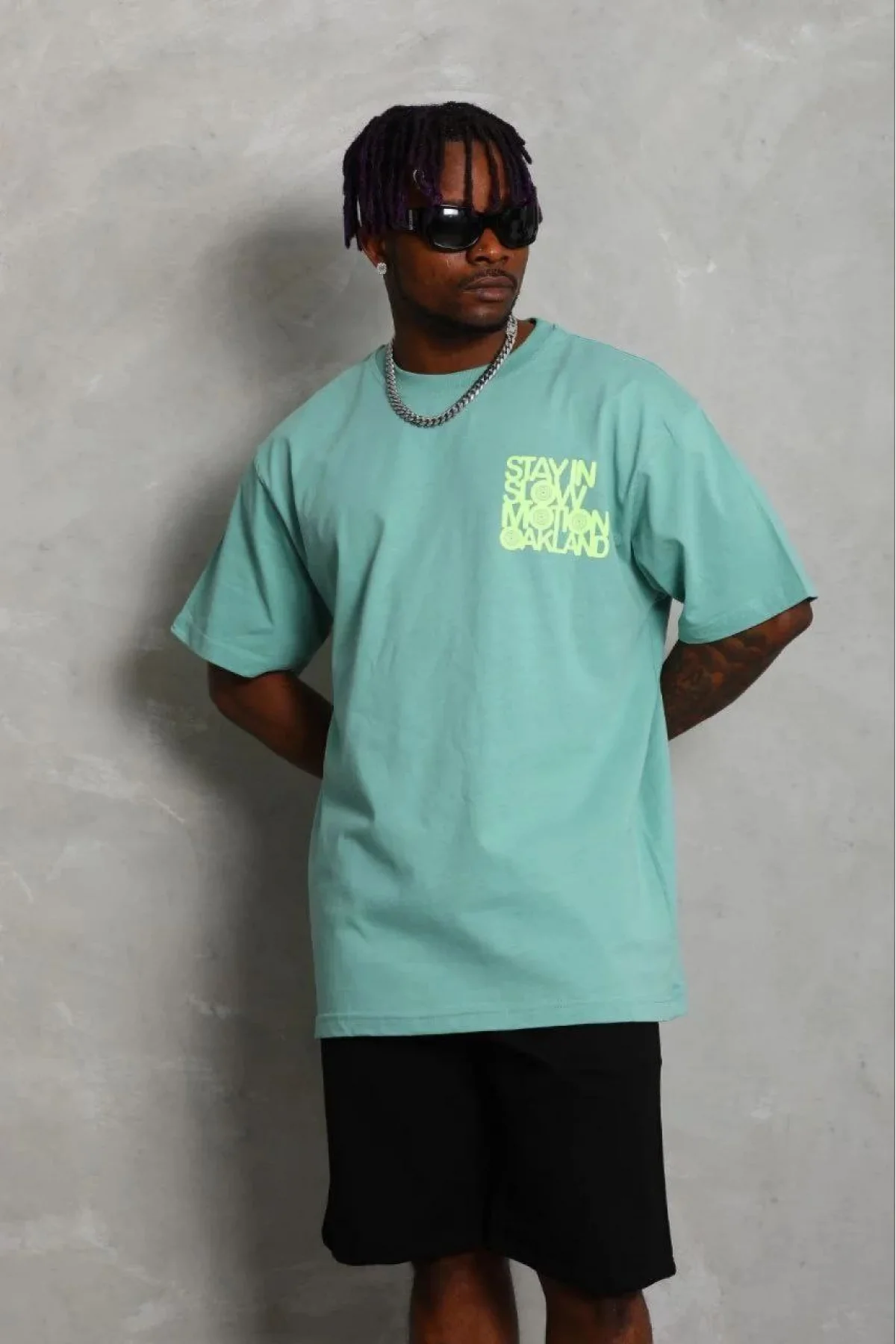 Erkek Baskılı T-Shirt Kısa Kol Bisiklet Yaka Regular Fit Rahat Kalıp Günlük Tişört - Mint Yeşili