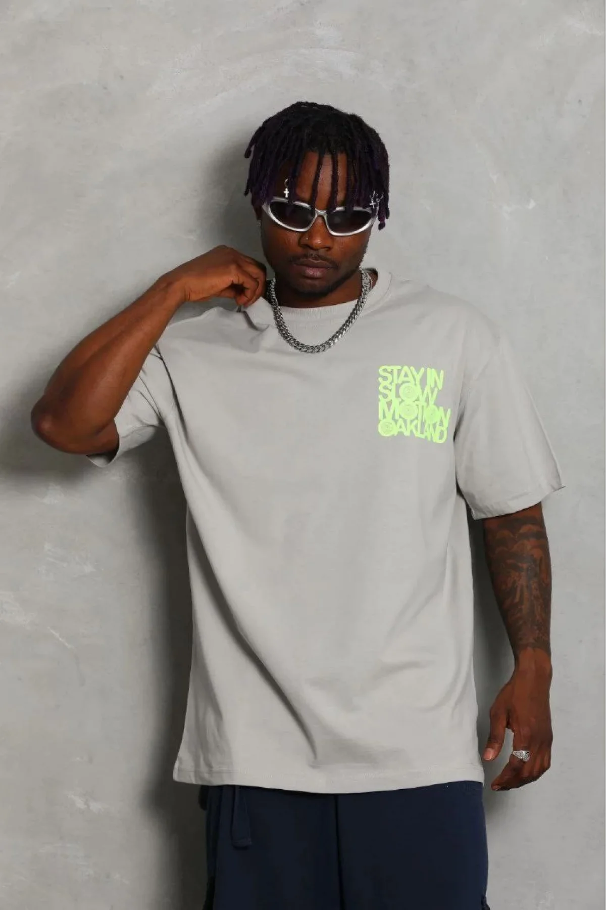 Erkek Baskılı T-Shirt Kısa Kol Bisiklet Yaka Regular Fit Rahat Kalıp Günlük Tişört - Gri