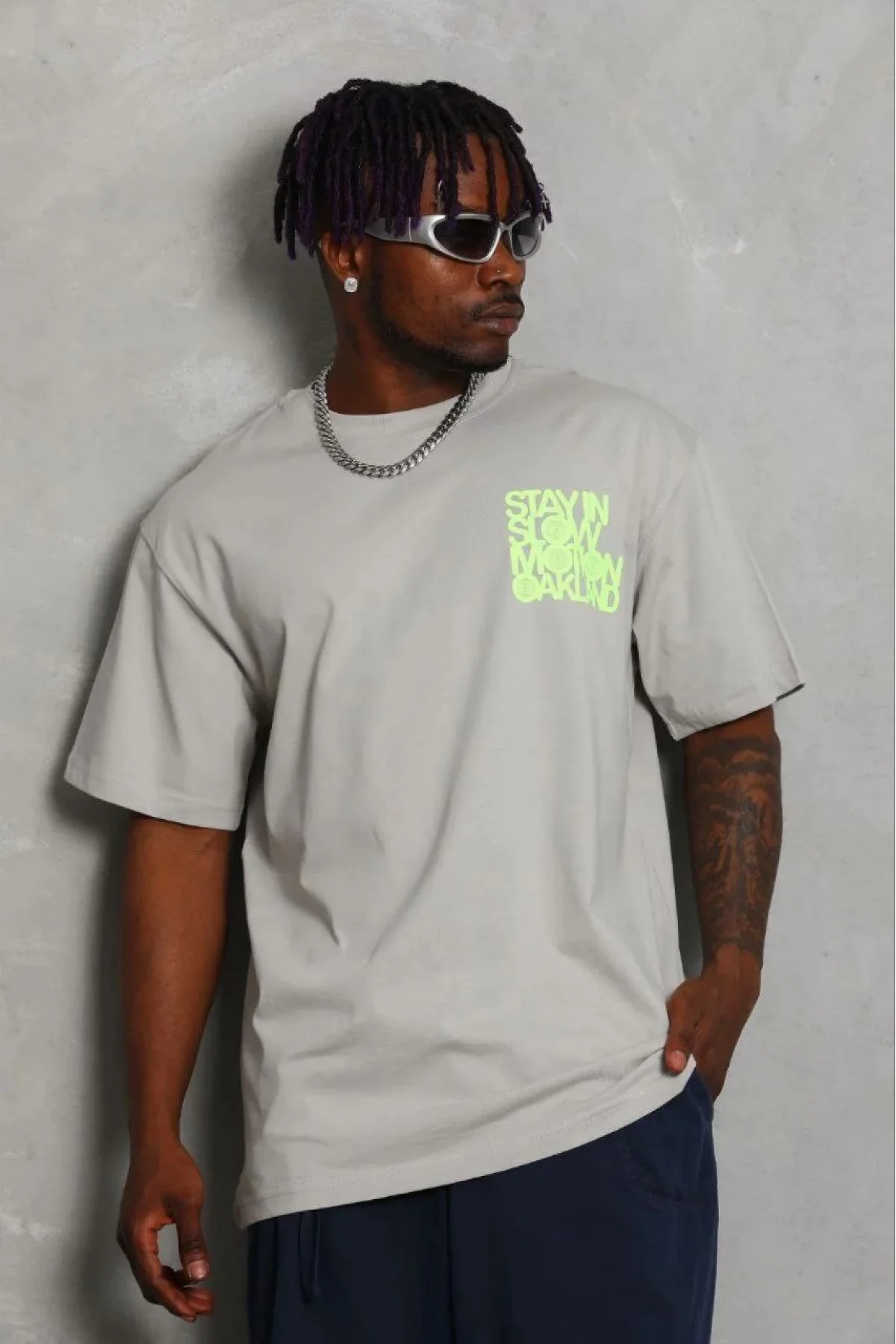 Erkek Baskılı T-Shirt Kısa Kol Bisiklet Yaka Regular Fit Rahat Kalıp Günlük Tişört - Gri