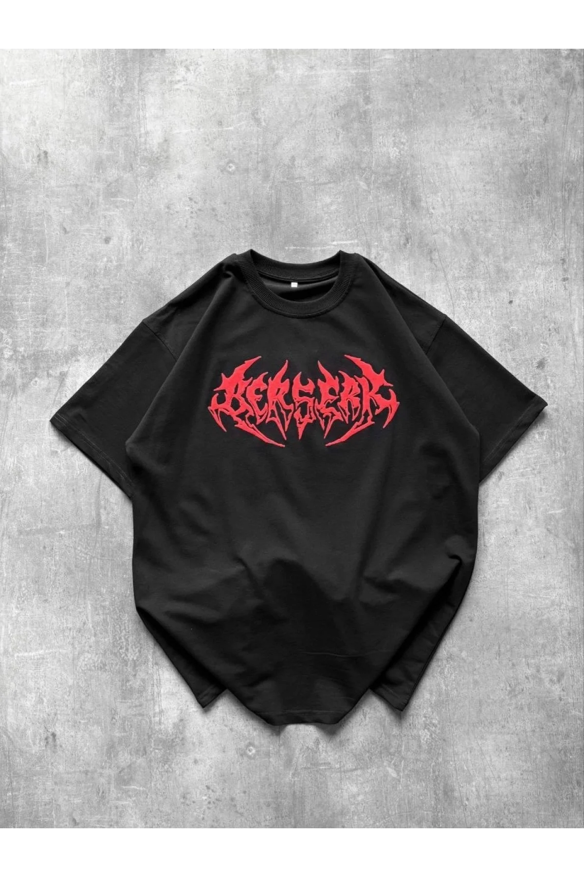 Kadın Kısa Kol Yazlık Tişört Bisiklet Yaka Baskılı Oversize T-Shirt -  Siyah