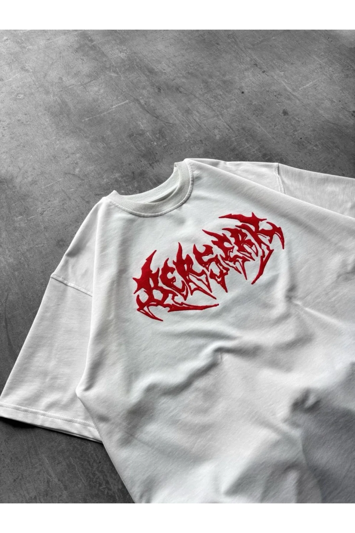 Kadın Kısa Kol Yazlık Tişört Bisiklet Yaka Baskılı Oversize T-Shirt - Beyaz