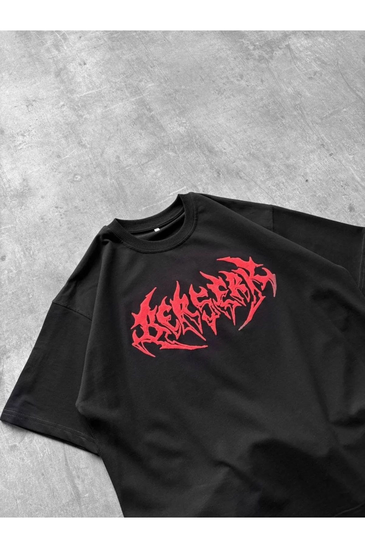 Erkek Kısa Kol Yazlık Tişört Bisiklet Yaka Baskılı Oversize T-Shirt - Siyah