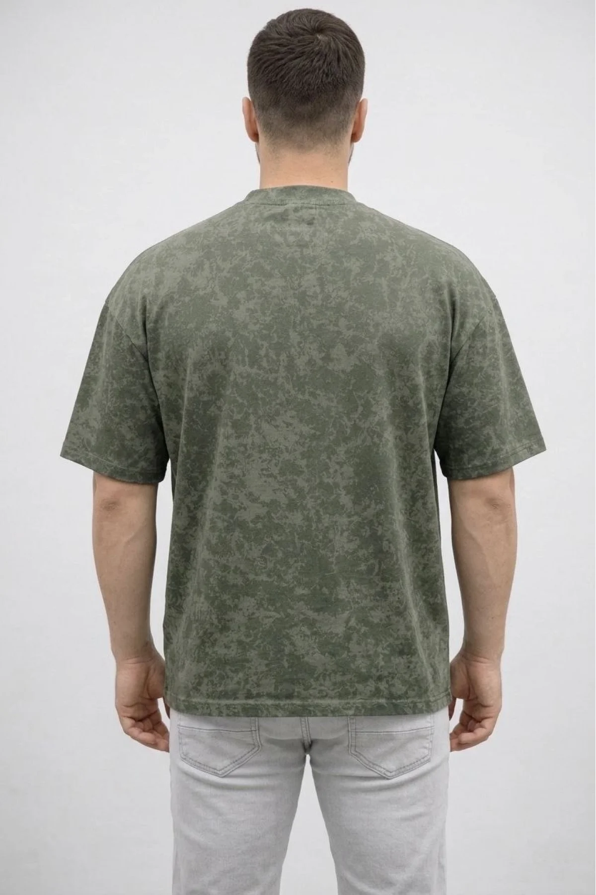 Erkek Premium Tişört OSY Yumuşak Dokulu Yıkamalı Oversize T-Shirt - Haki