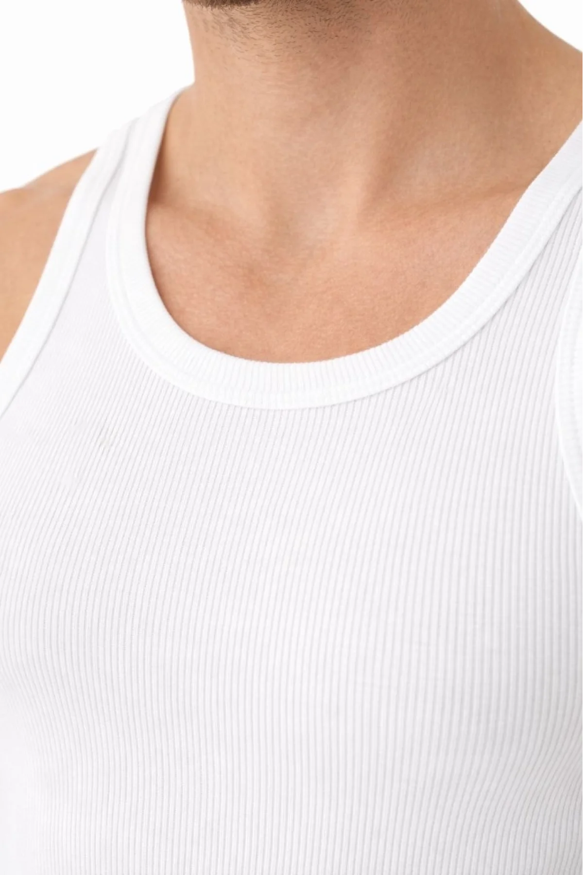 Erkek Fitilli Likralı Kaşkorse Atlet Vücuda Oturan Basic Şıklık - Beyaz