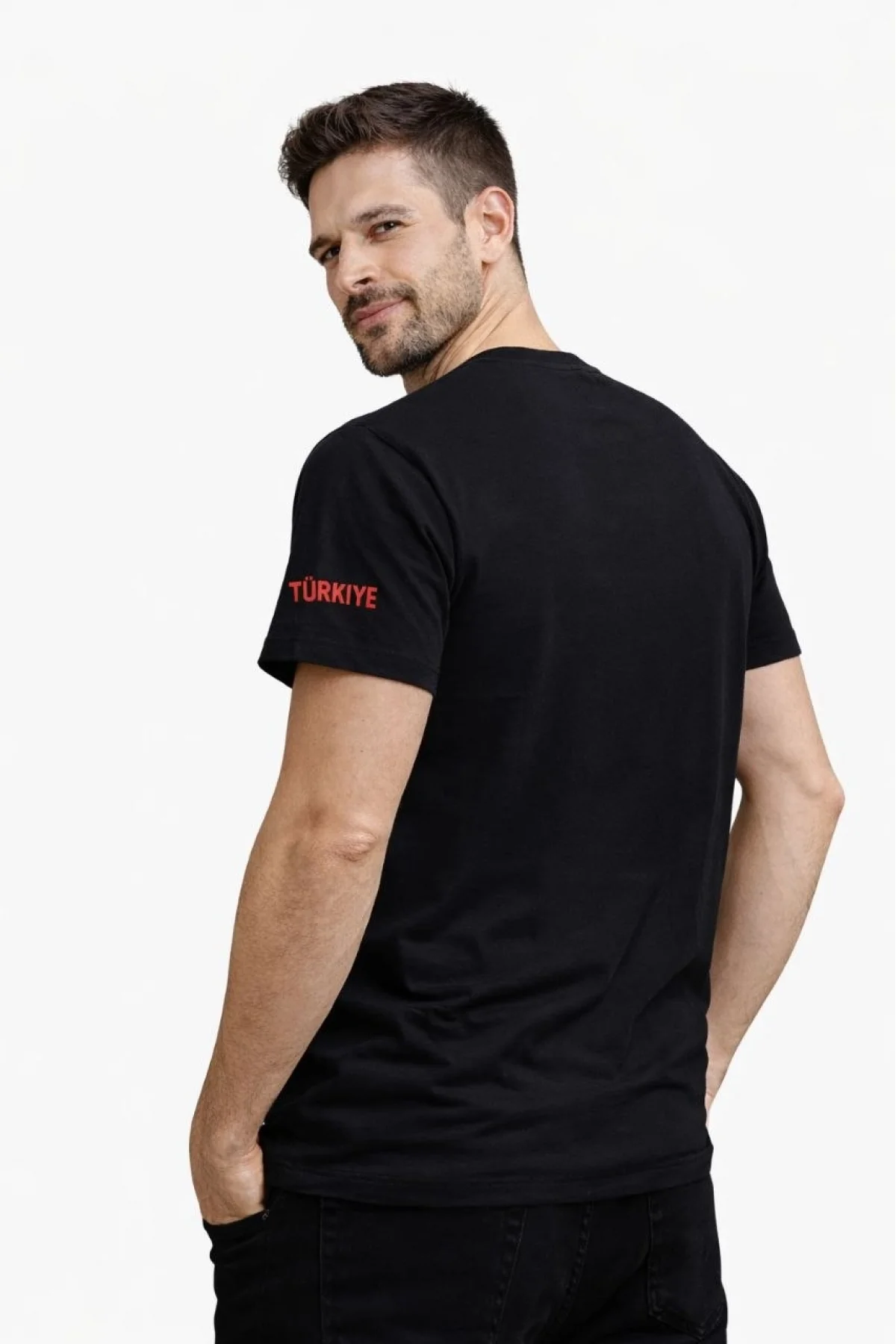 Erkek TÜRKİYE Baskılı Tişört 2026 Dünya Kupası Taraftar Forma T-Shirt - Siyah