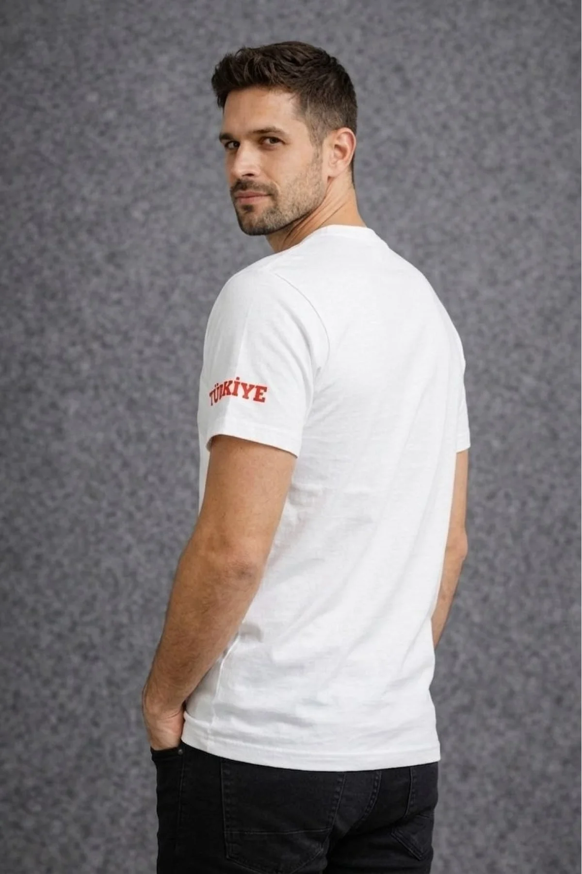 Erkek TÜRKİYE Baskılı Tişört 2026 Dünya Kupası Taraftar Forma T-Shirt - Beyaz