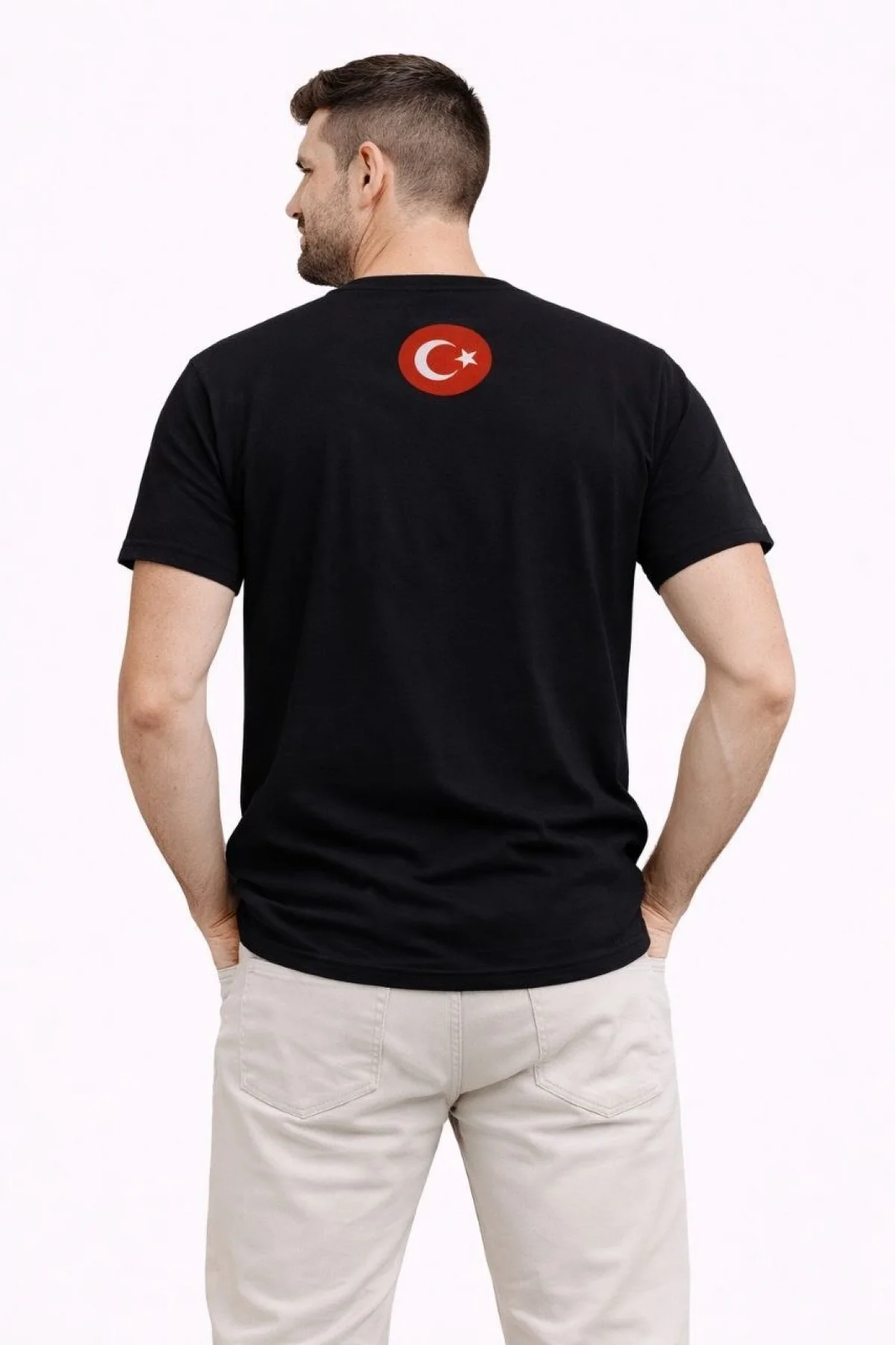 Erkek TÜRKİYE Baskılı Tişört Ay Yıldız 2026 Dünya Kupası Taraftar Forma T-Shirt - Siyah