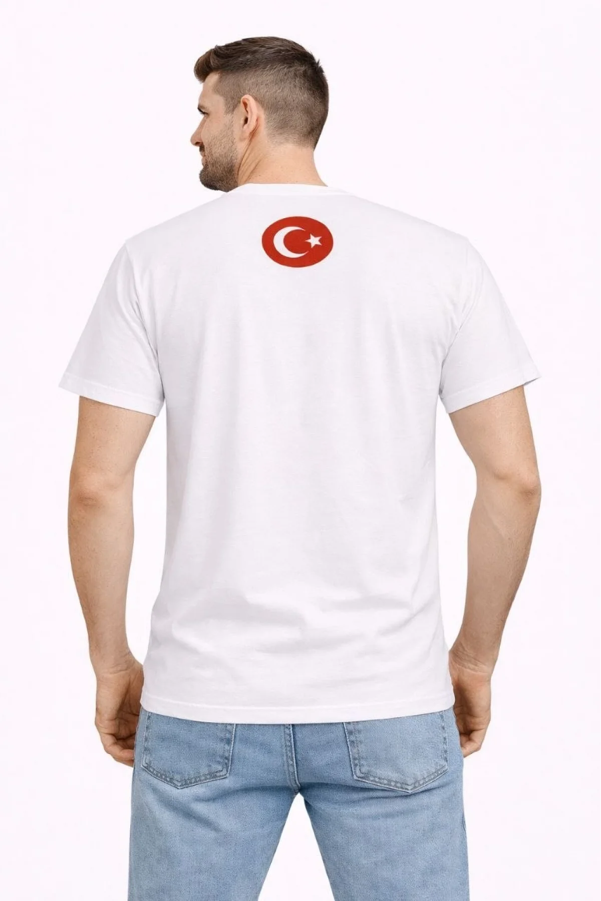 Erkek TÜRKİYE Baskılı Tişört Ay Yıldız 2026 Dünya Kupası Taraftar Forma T-Shirt - Beyaz