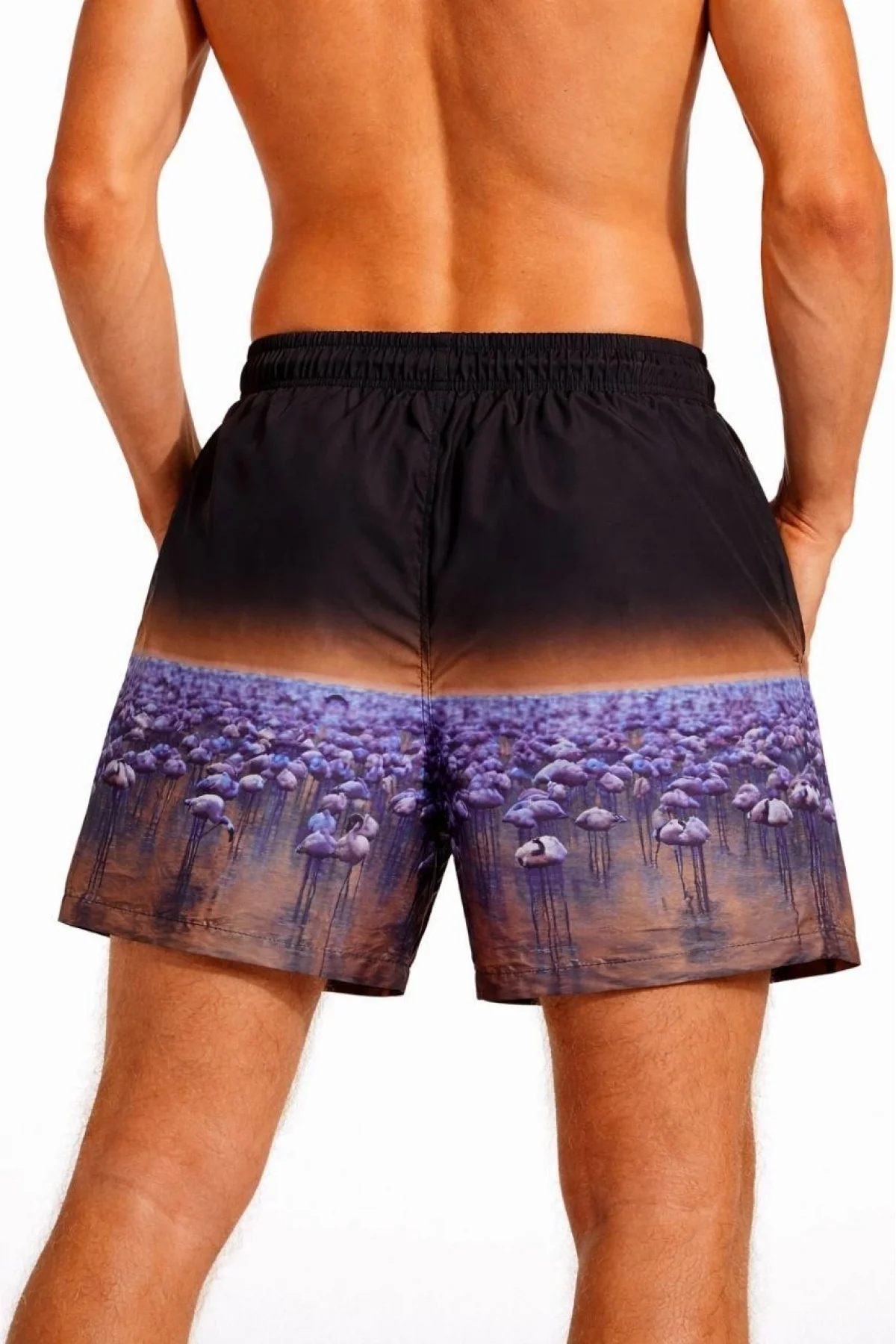 Erkek Deniz Şortu Fermuarlı Cepli File Astarlı Hızlı Kuruyan Premium - Siyah