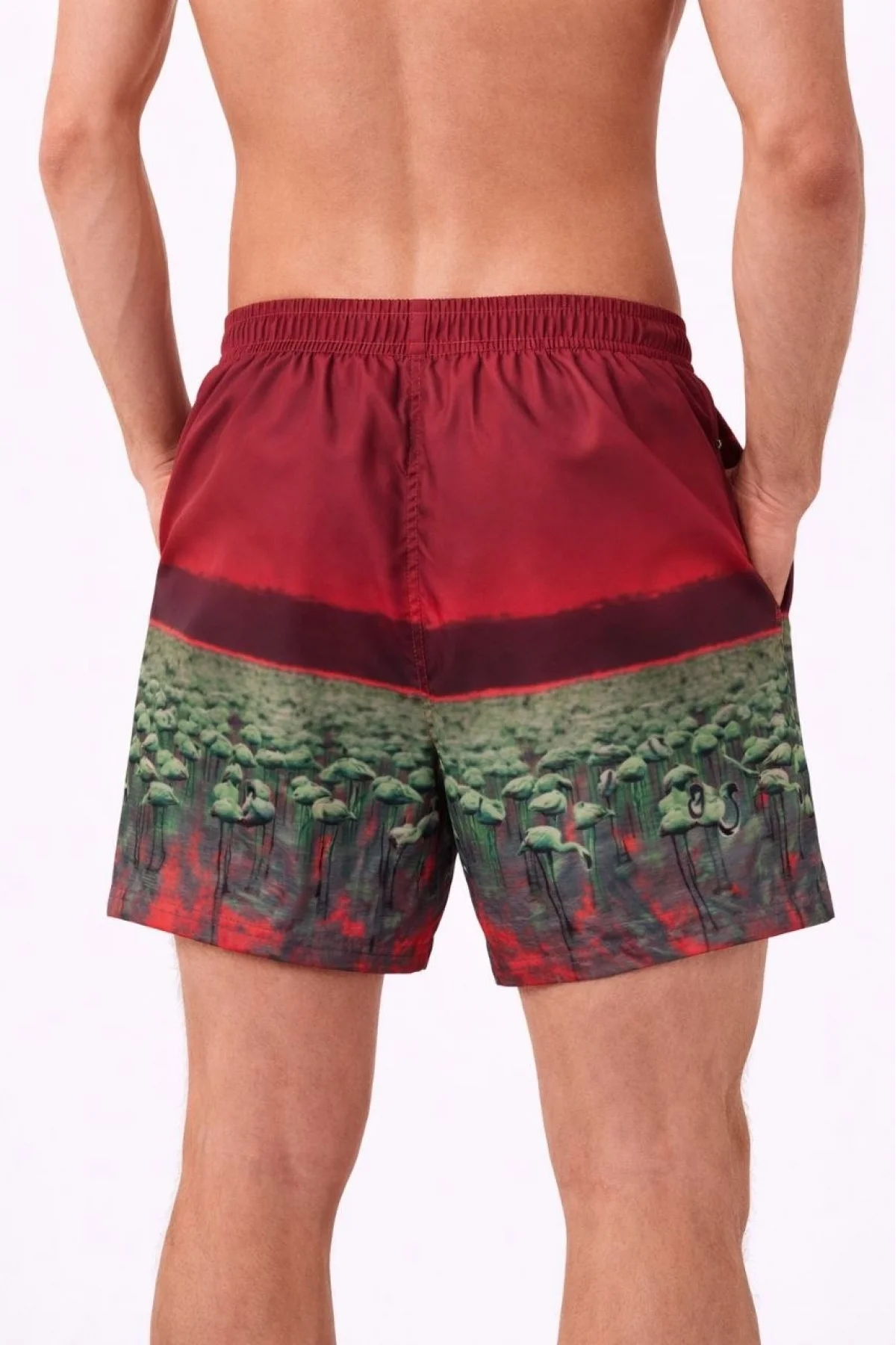 Erkek Deniz Şortu Fermuarlı Cepli File Astarlı Hızlı Kuruyan Premium - Kırmızı