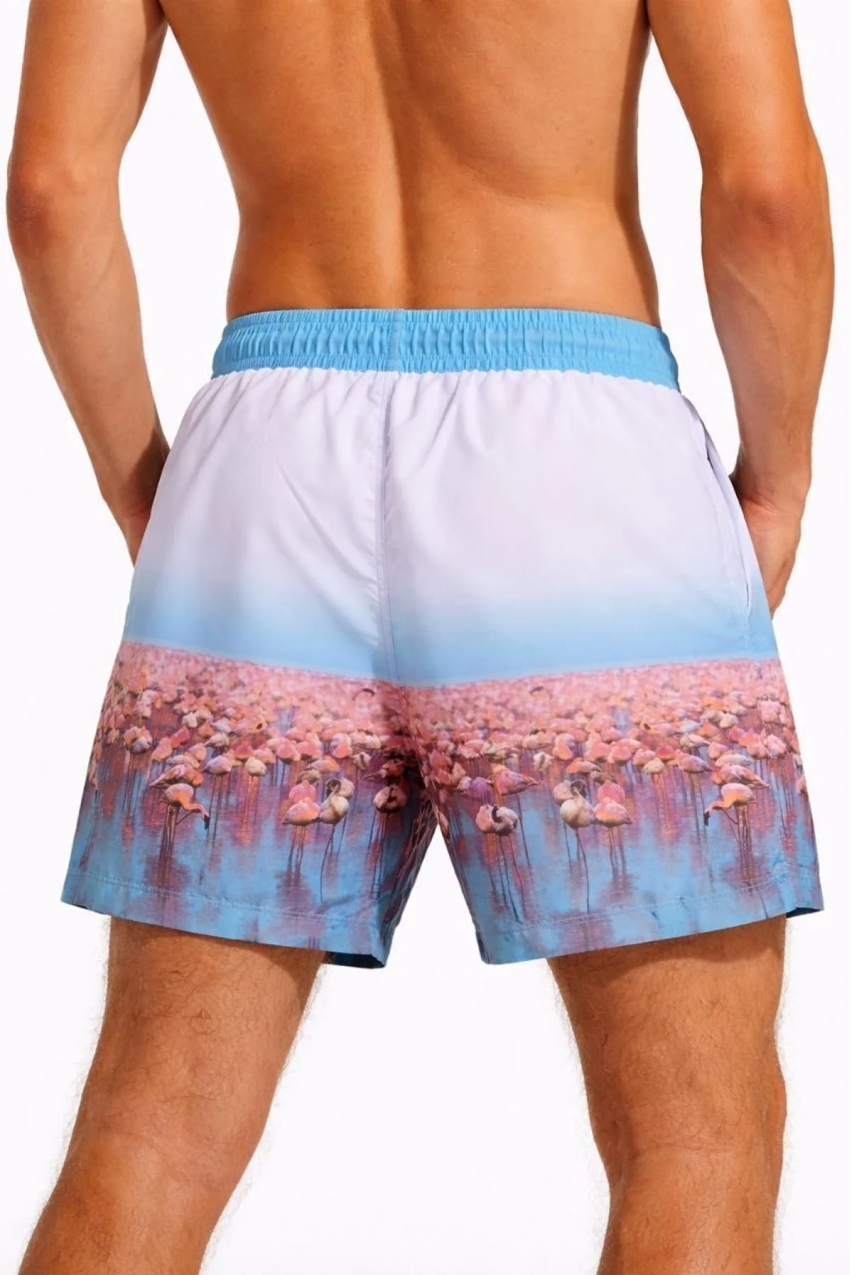 Erkek Deniz Şortu Fermuarlı Cepli File Astarlı Hızlı Kuruyan Premium - Beyaz