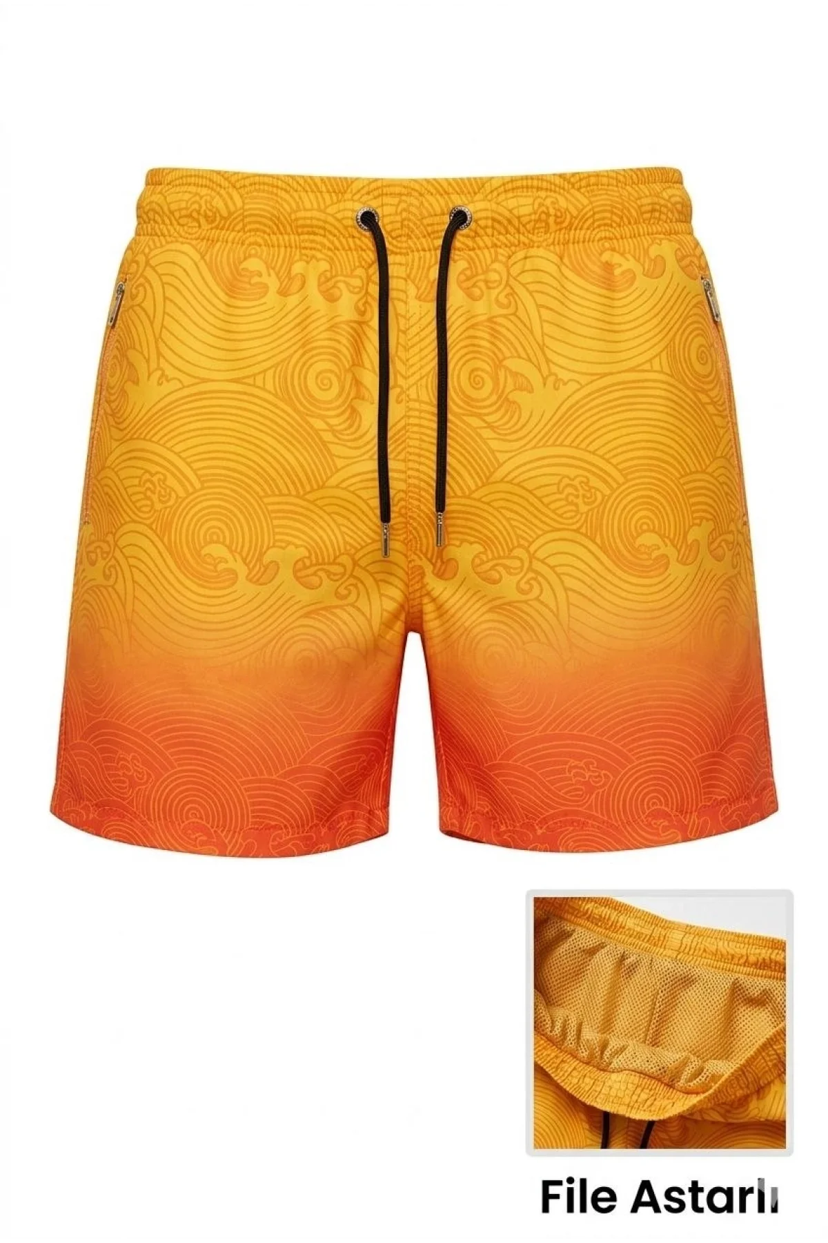 Erkek Deniz Şortu Fermuarlı Cepli File Astarlı Hızlı Kuruyan Premium - Çok Renkli