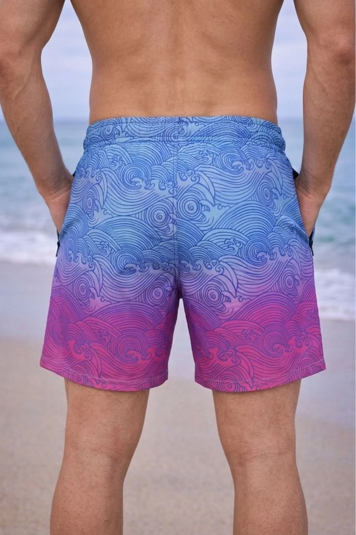 Erkek Deniz Şortu Fermuarlı Cepli File Astarlı Hızlı Kuruyan Premium - Çok Renkli