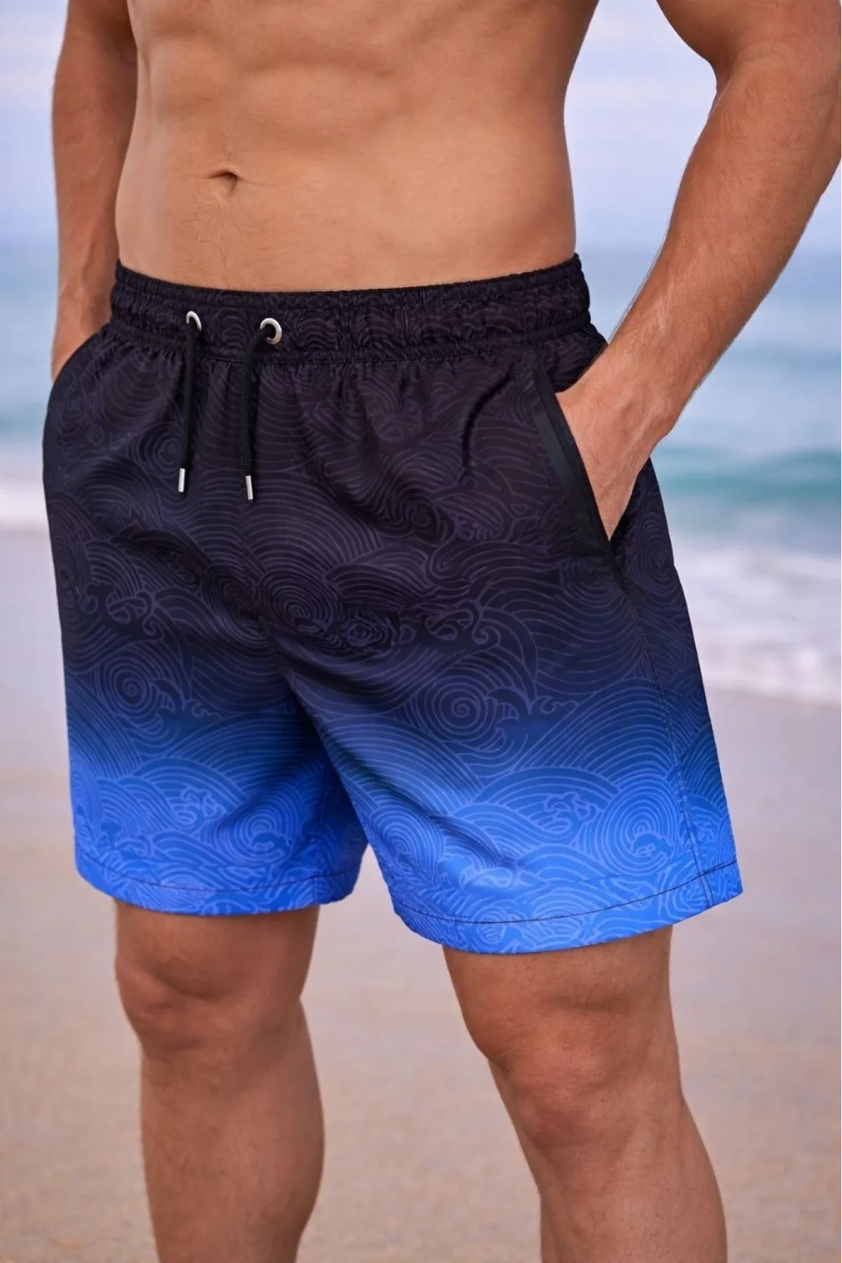 Erkek Deniz Şortu Fermuarlı Cepli File Astarlı Hızlı Kuruyan Premium - Çok Renkli