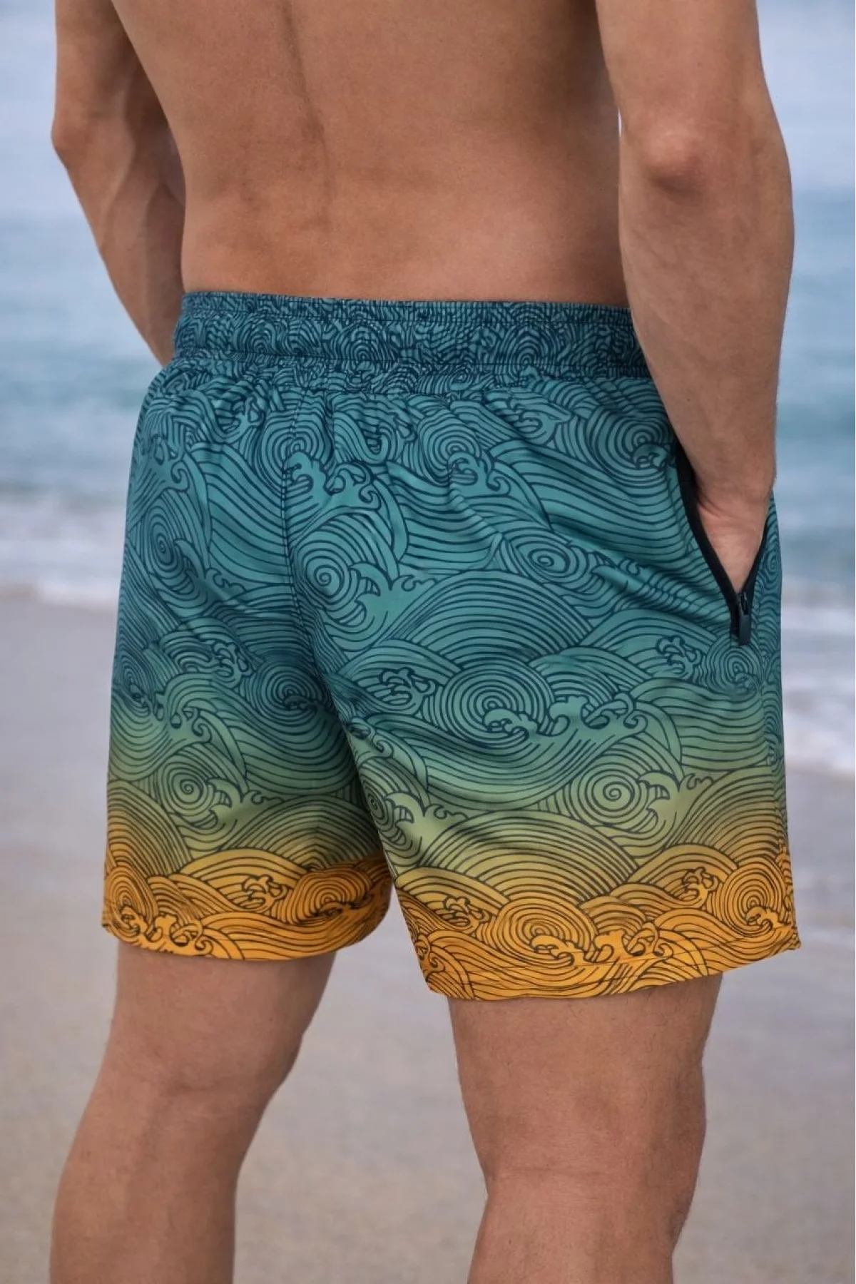 Erkek Deniz Şortu Fermuarlı Cepli File Astarlı Hızlı Kuruyan Premium - Çok Renkli