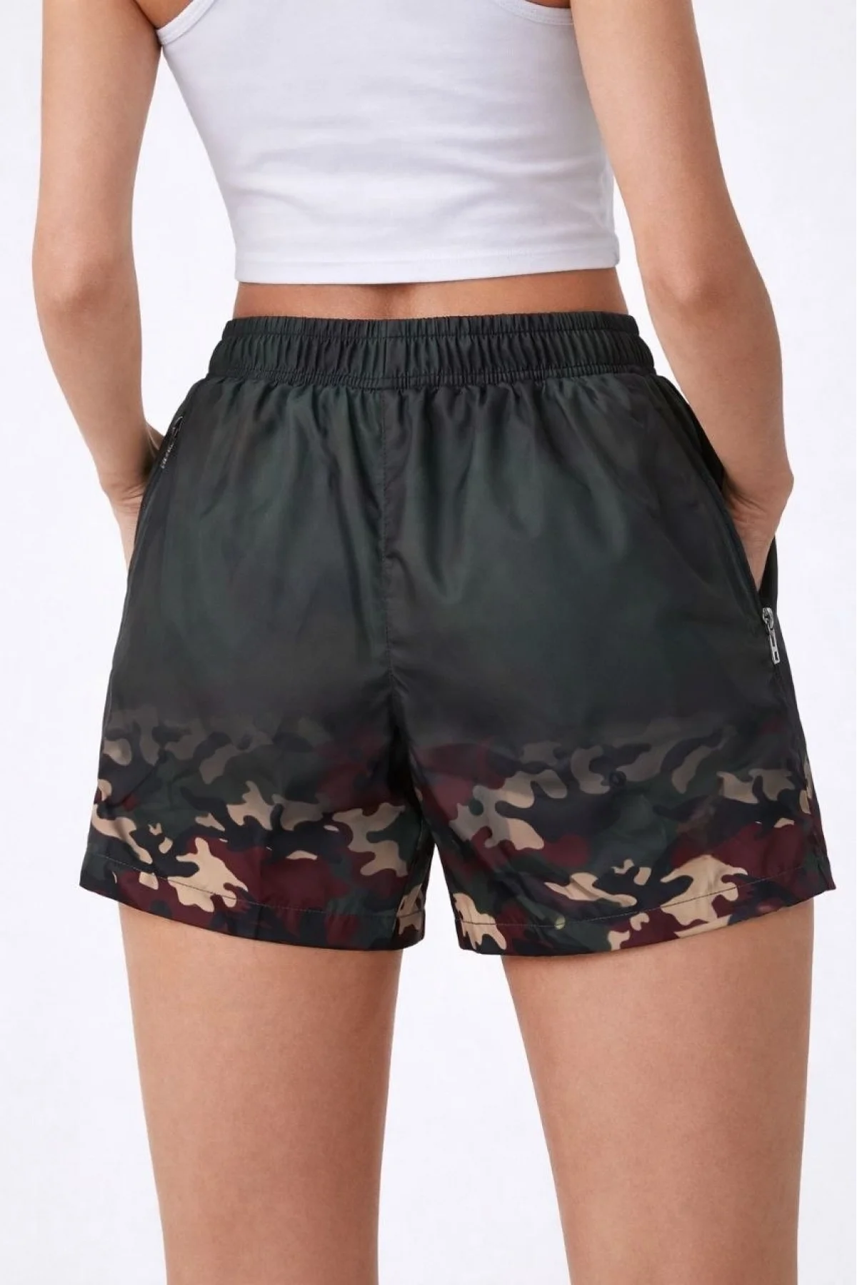 Kadın Deniz Şortu Fermuarlı Cepli File Astarlı Hızlı Kuruyan Premium - Siyah