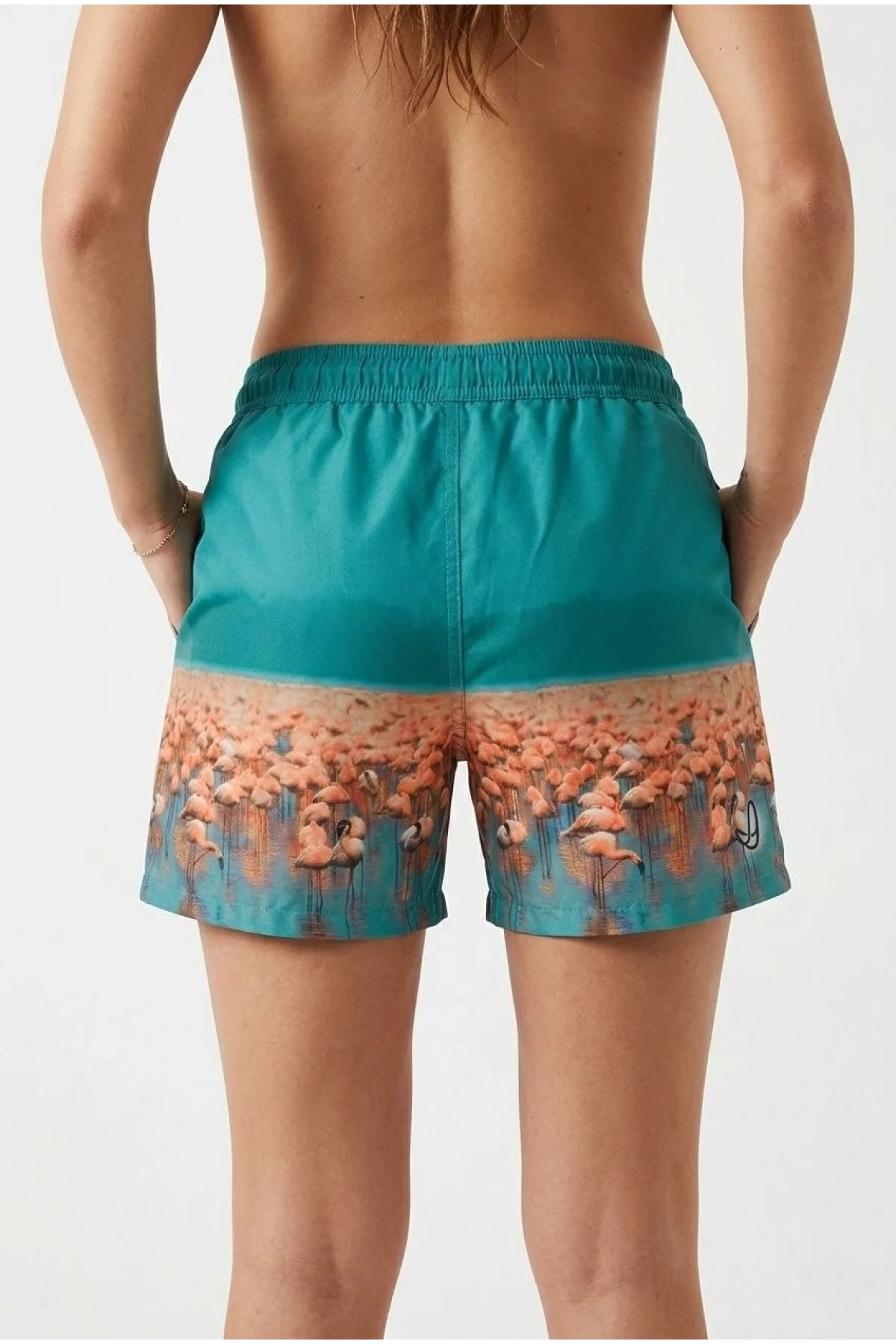 Kadın Deniz Şortu Fermuarlı Cepli File Astarlı Hızlı Kuruyan Premium - Su Yeşili