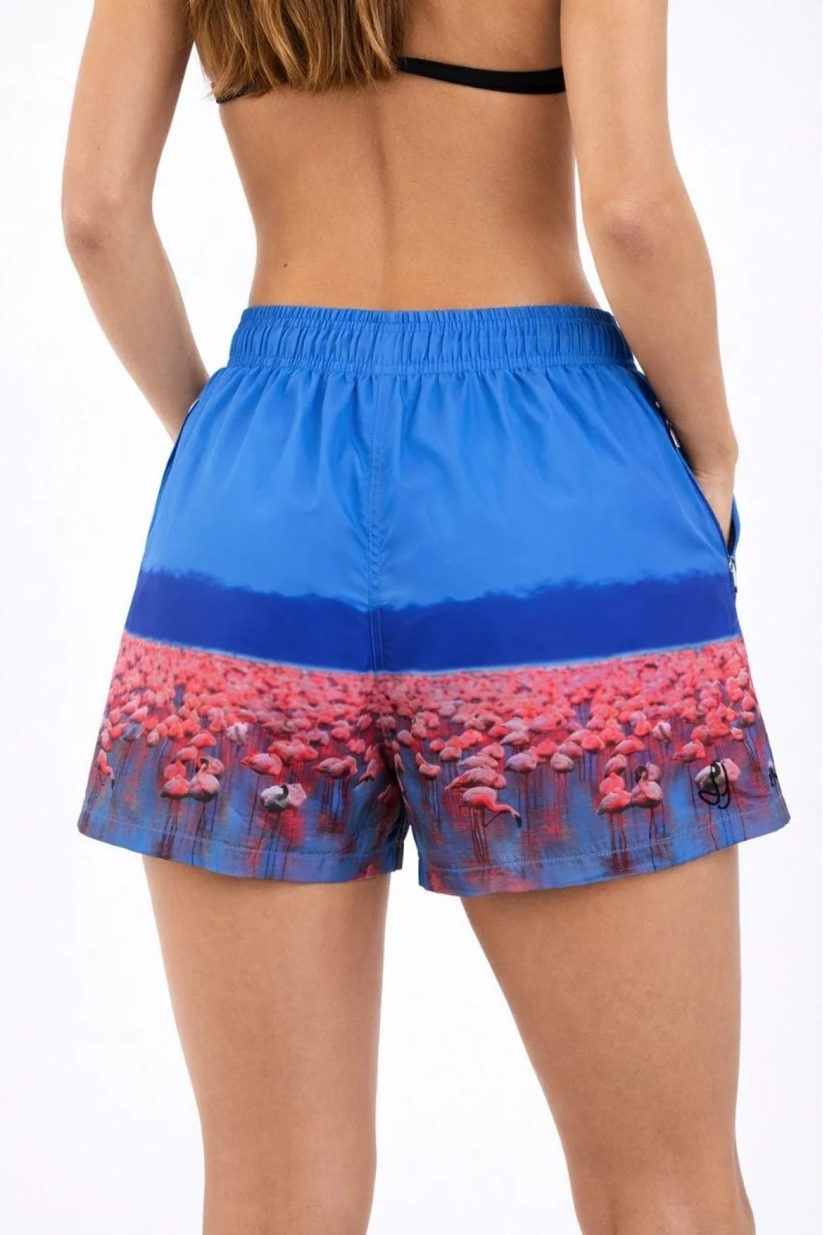 Kadın Deniz Şortu Fermuarlı Cepli File Astarlı Hızlı Kuruyan Premium - Mavi