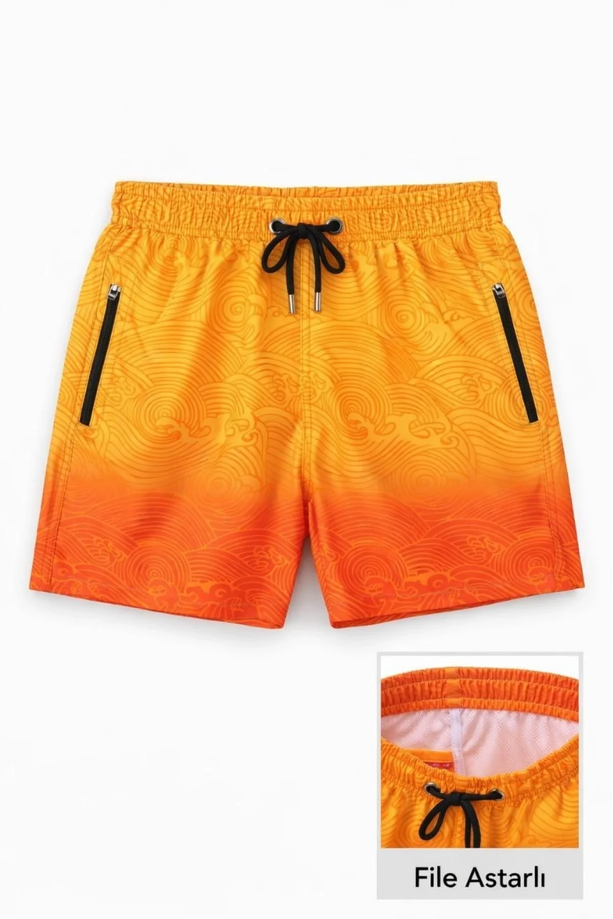 Kadın Deniz Şortu Fermuarlı Cepli File Astarlı Hızlı Kuruyan Premium - Çok Renkli