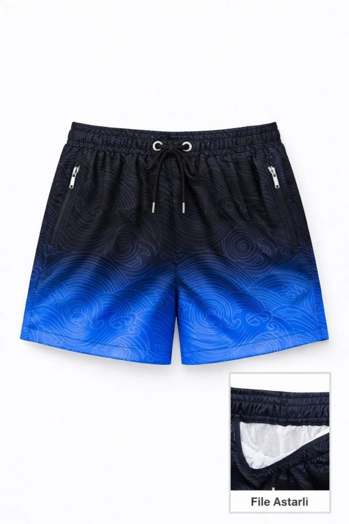 Kadın Deniz Şortu Fermuarlı Cepli File Astarlı Hızlı Kuruyan Premium - Çok Renkli