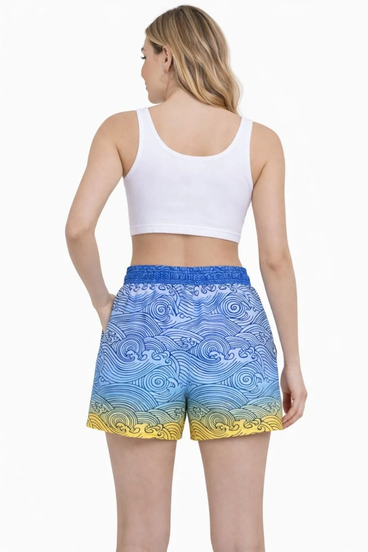 Kadın Deniz Şortu Fermuarlı Cepli File Astarlı Hızlı Kuruyan Premium - Çok Renkli