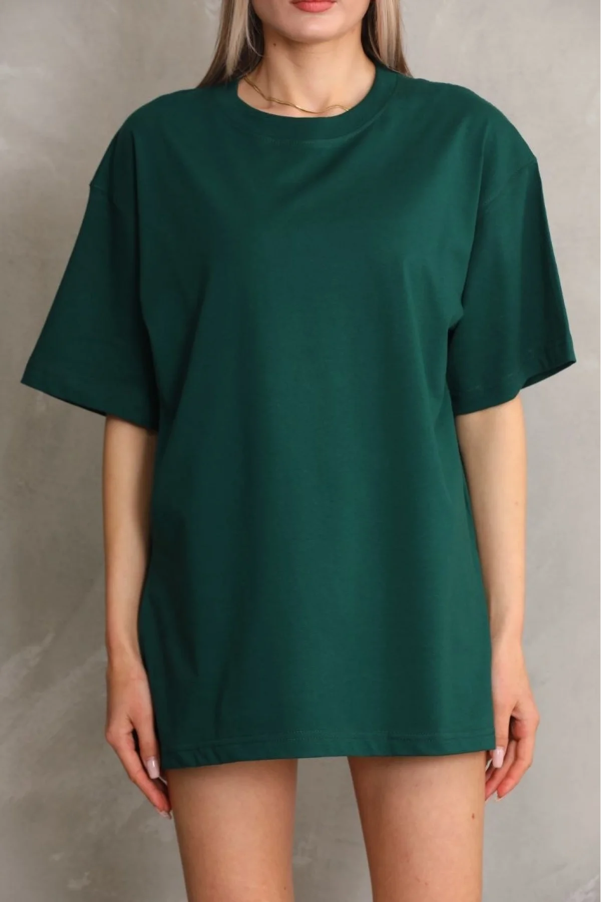 Kadın Regular Fit Tişört Bisiklet Yaka Yazlık Kısa Kol Basıc T-Shirt - Yeşil