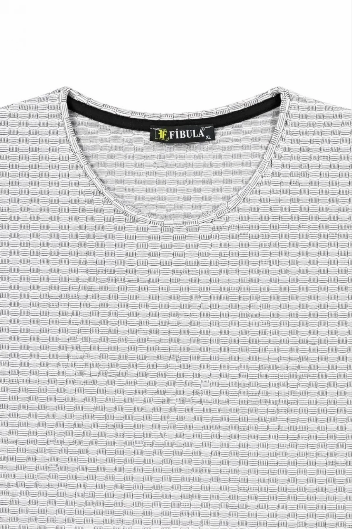 ErkekLikralı Dokulu Uzun Kollu Tişört Oval Kesim - Gri