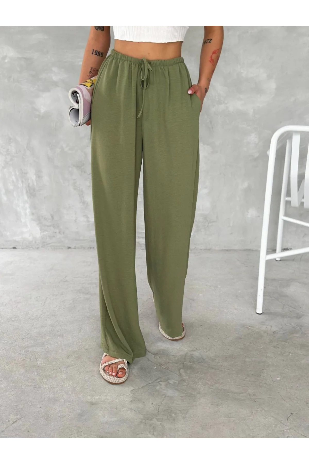 Ayrobin Oversize Kadın Pantalon - Mint Yeşili
