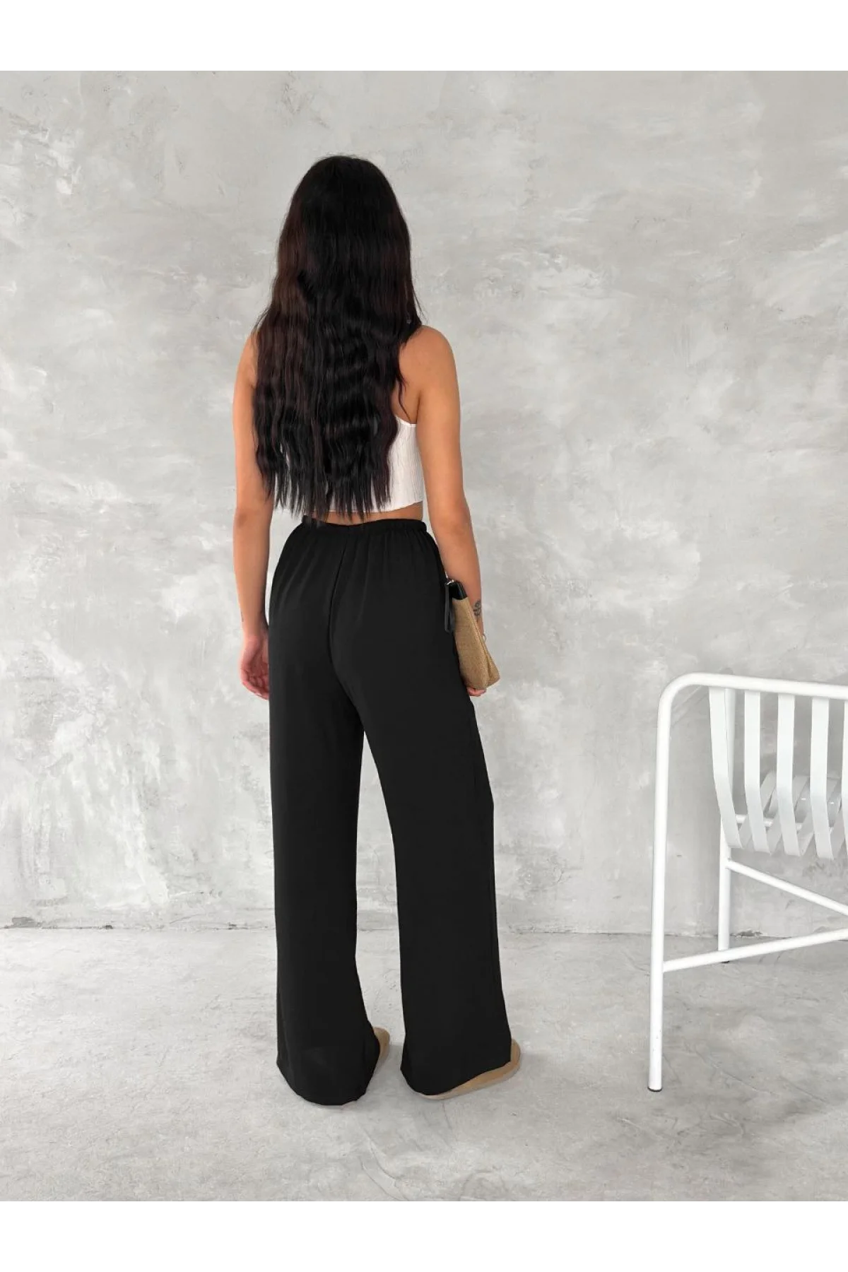 Ayrobin Oversize Kadın Pantalon - Siyah