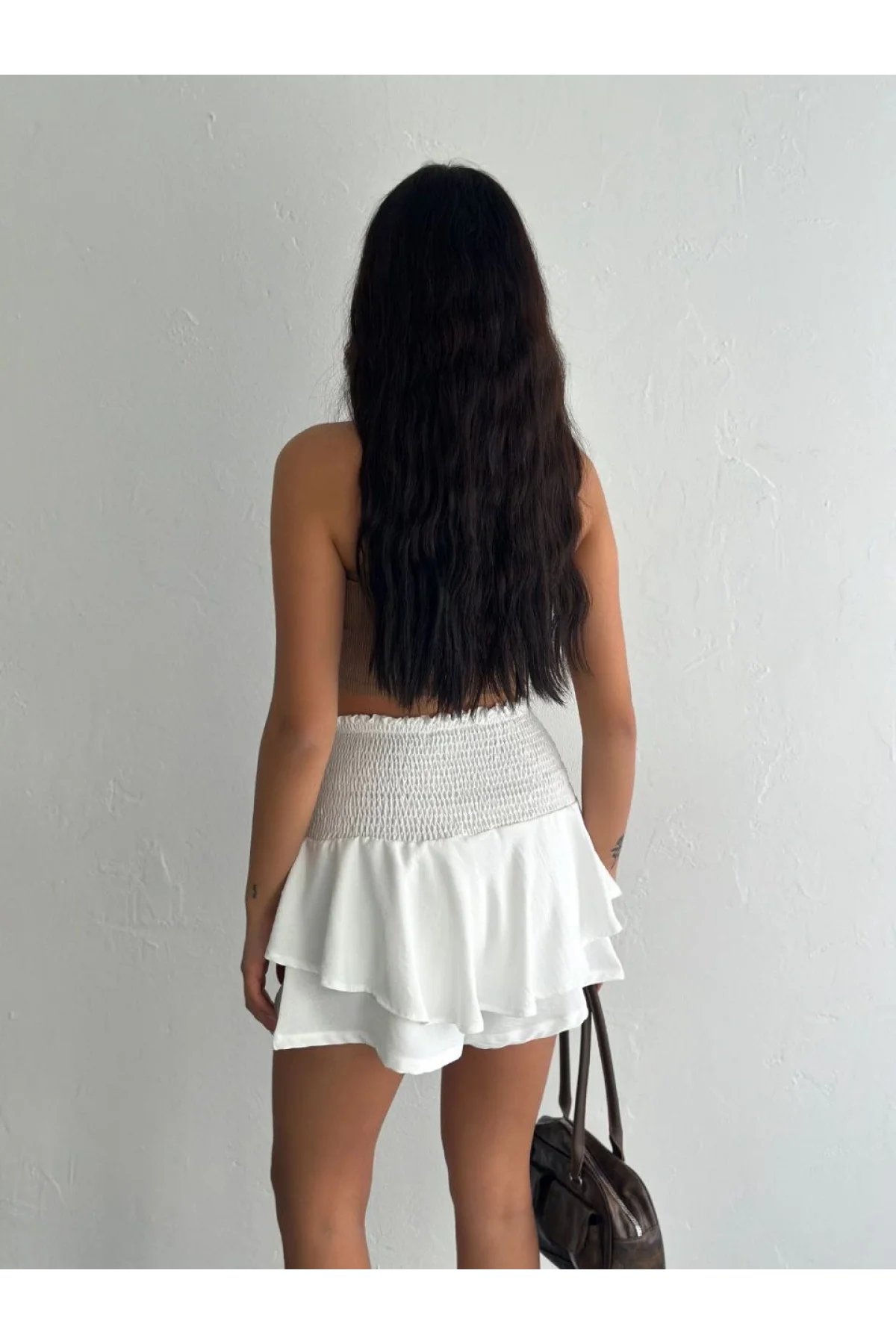 Ayrobin Şortlu Etek - Beyaz