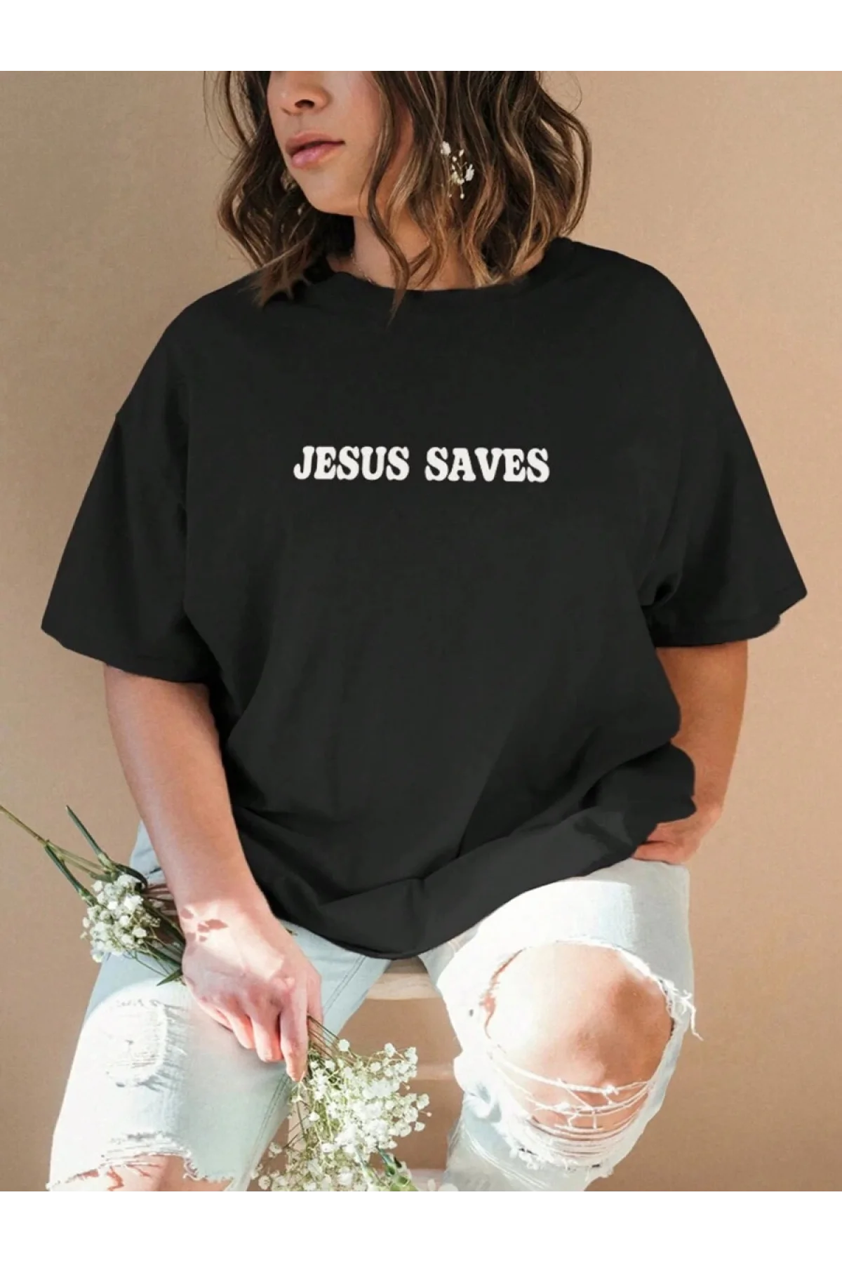 Baskılı Kadın T-shirt - Siyah