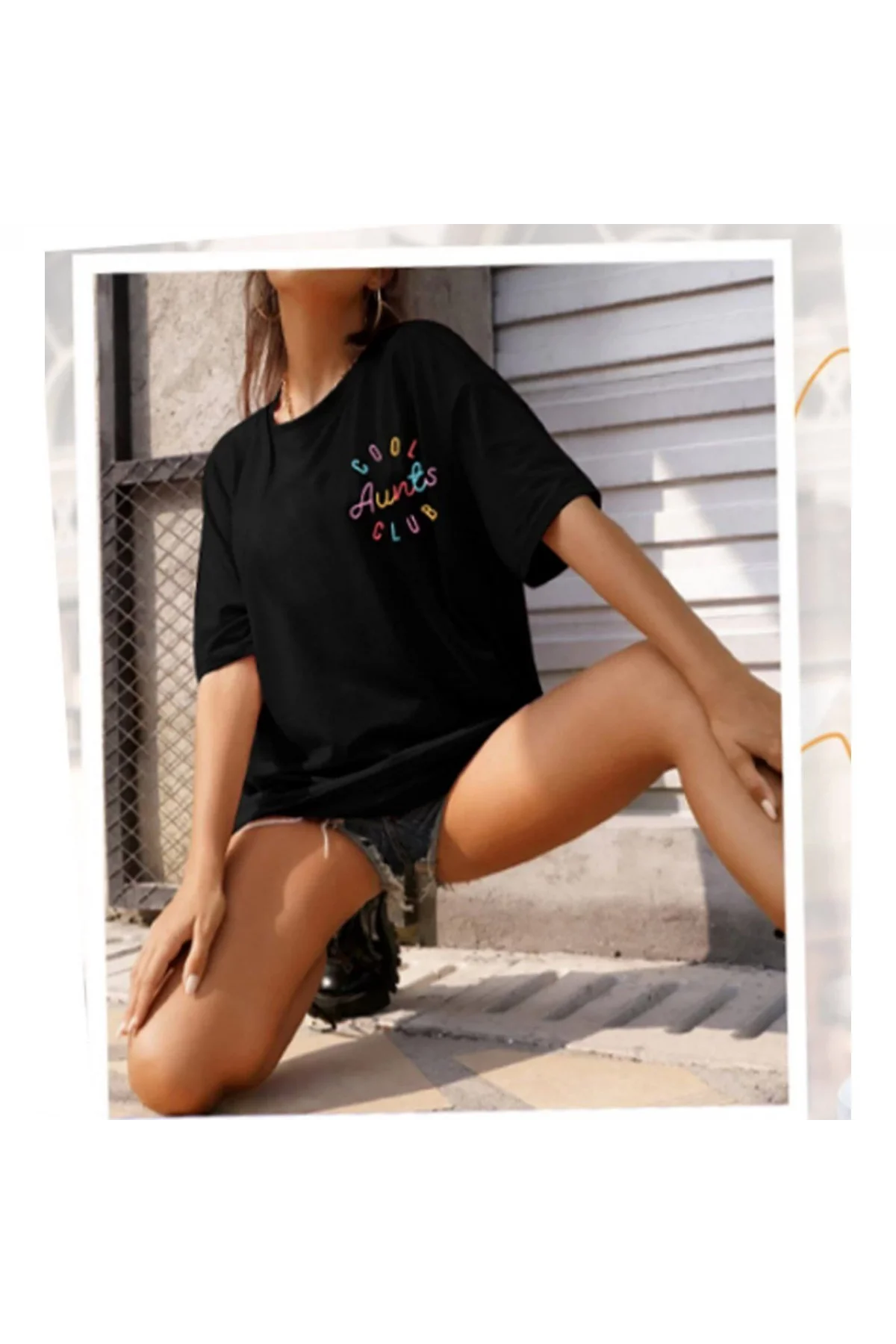 Baskılı Kadın T-shirt - Siyah