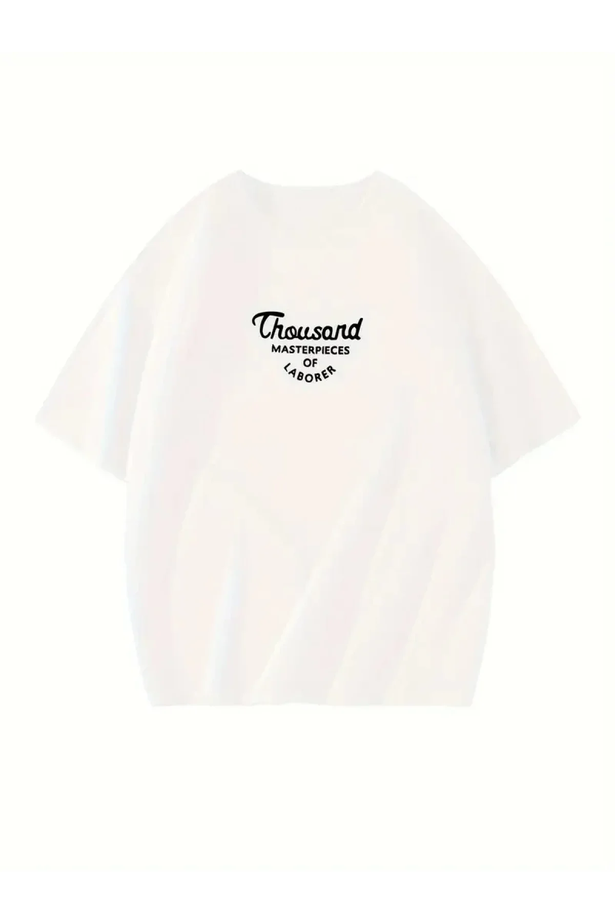 Thousand Ön Arka Baskılı Oversize Bisiklet Yaka T-shirt - Beyaz