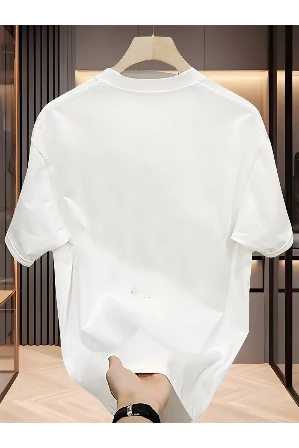 Rahat Bisiklet Yaka Tişört, Yaratıcı Karikatür Baskı - Yumuşak Polyester, Her Mevsim Giyilebilir- Beyaz