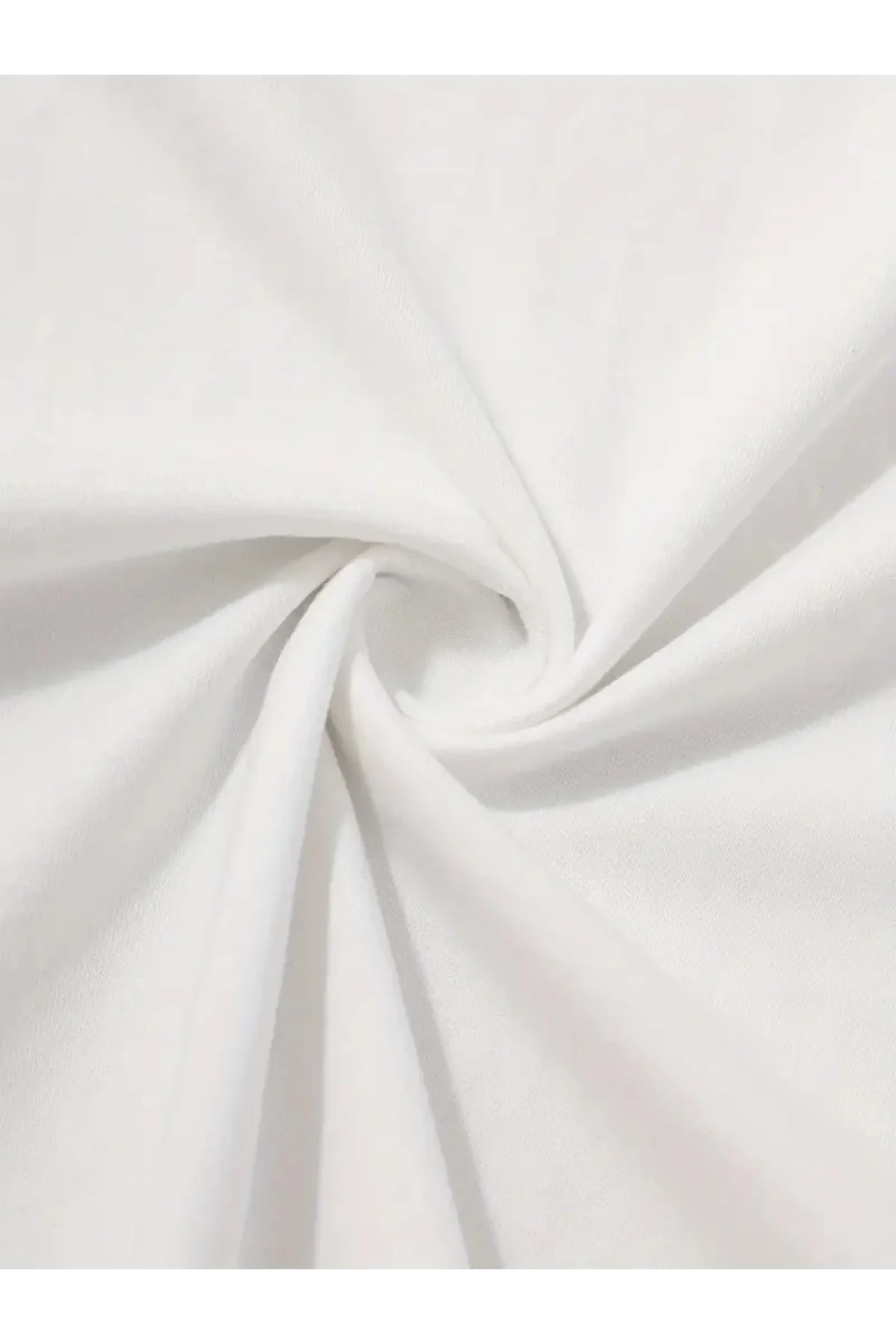 20/1 Penye Compack Palmiye Ön Baskılı Oversize Bisiklet Yaka Kısa Kol Yazlık T-shirt - Beyaz