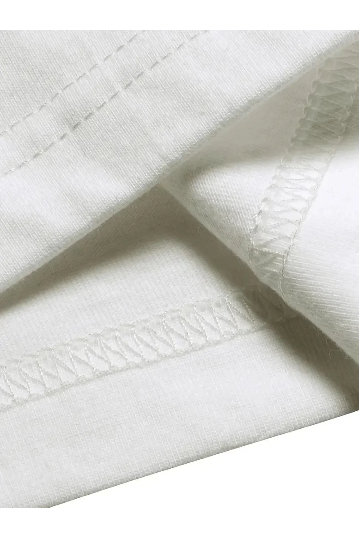 Rahat Bisiklet Yaka Tişört, Yaratıcı Karikatür Baskı - Yumuşak Polyester, Her Mevsim Giyilebilir- Beyaz