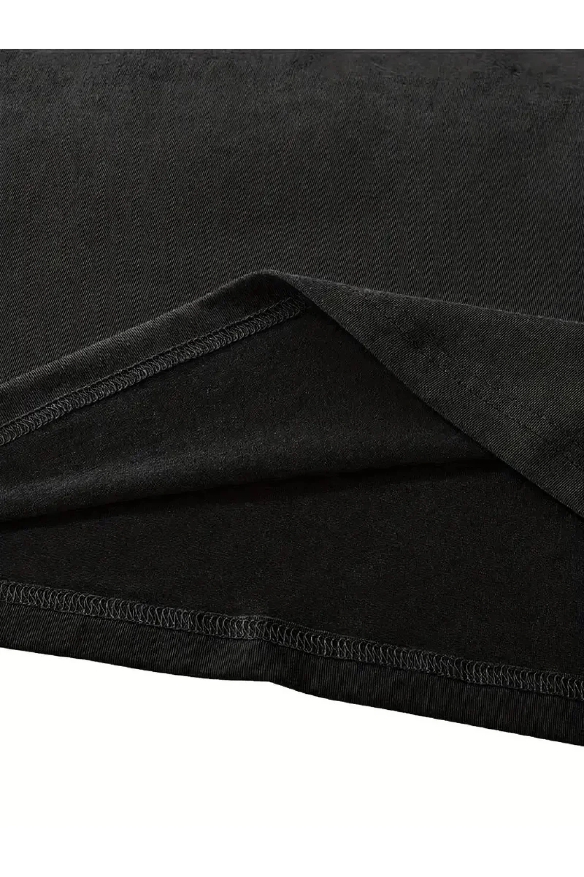 fiyonk Ön Arka baskılı siyah oversize unisex Kısa Kol t-shirt- Siyah