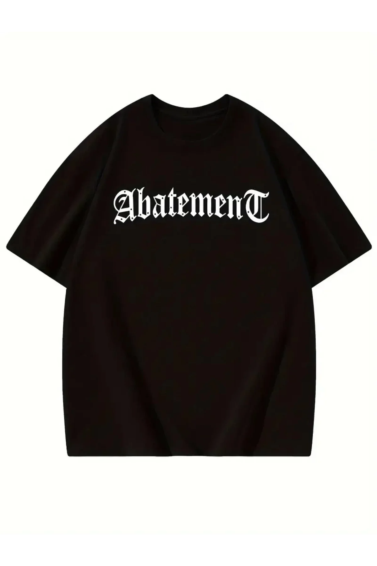 Örümcek Ağı Desenli Baskılı Oversize Bisiklet Yaka T-shirt - Siyah