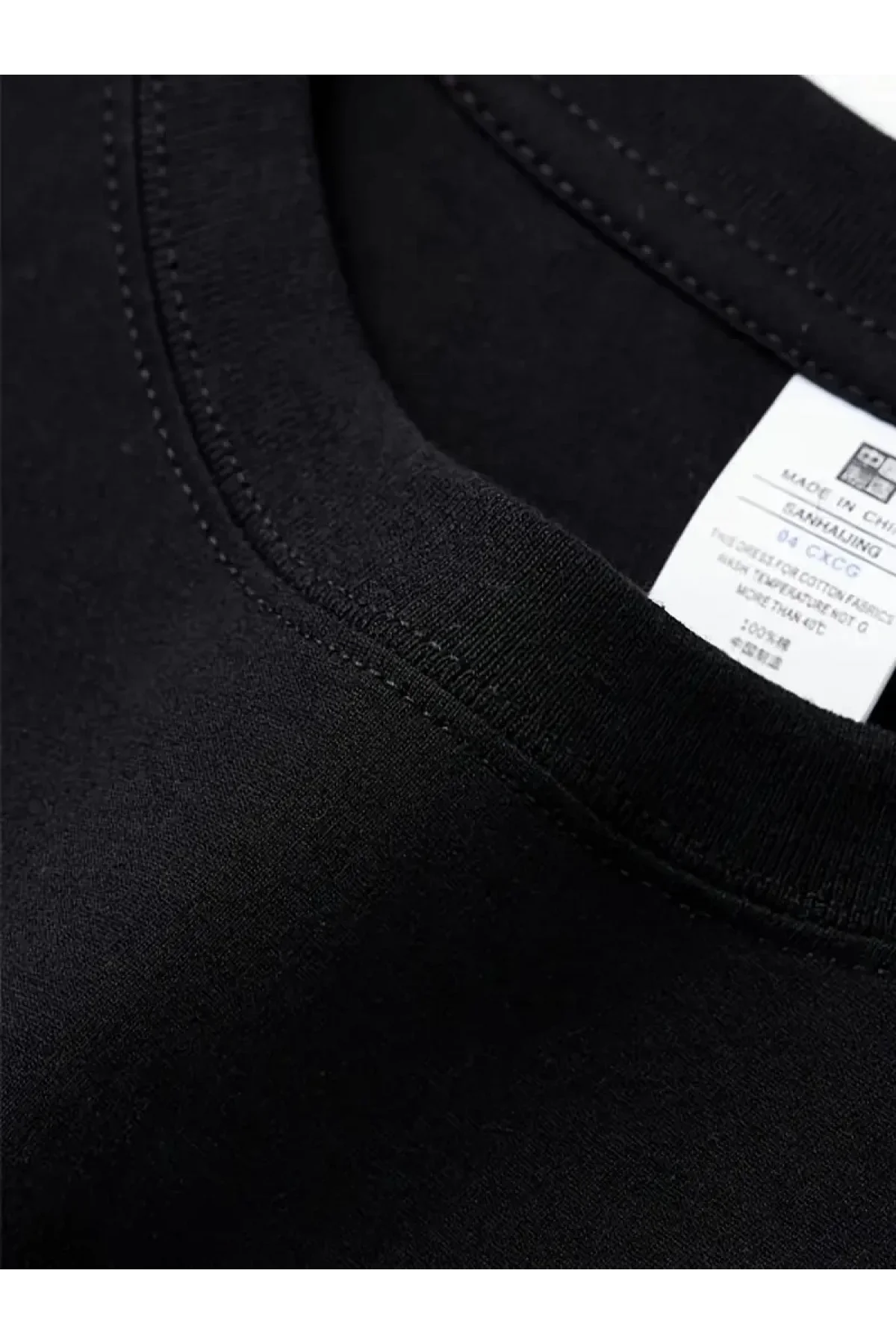 AICG Ön Arka Baskılı Bisiklet Yaka Kadın Oversize Bisiklet Yaka T-shirt - Siyah