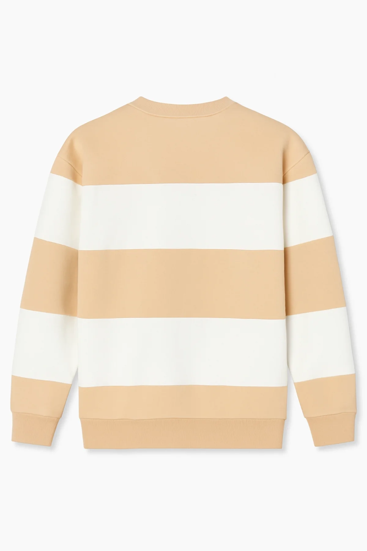 Ön Bisiklet Yaka Parçalı Sweatshirt - Bej