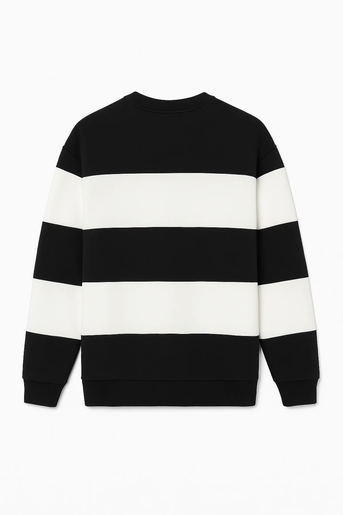 Ön Bisiklet Yaka Parçalı Sweatshirt - Siyah