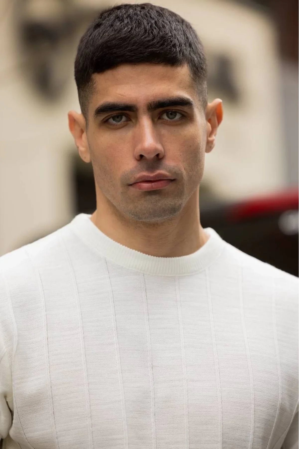 Erkek Biskilet Yaka Triko T-Shirt - Beyaz