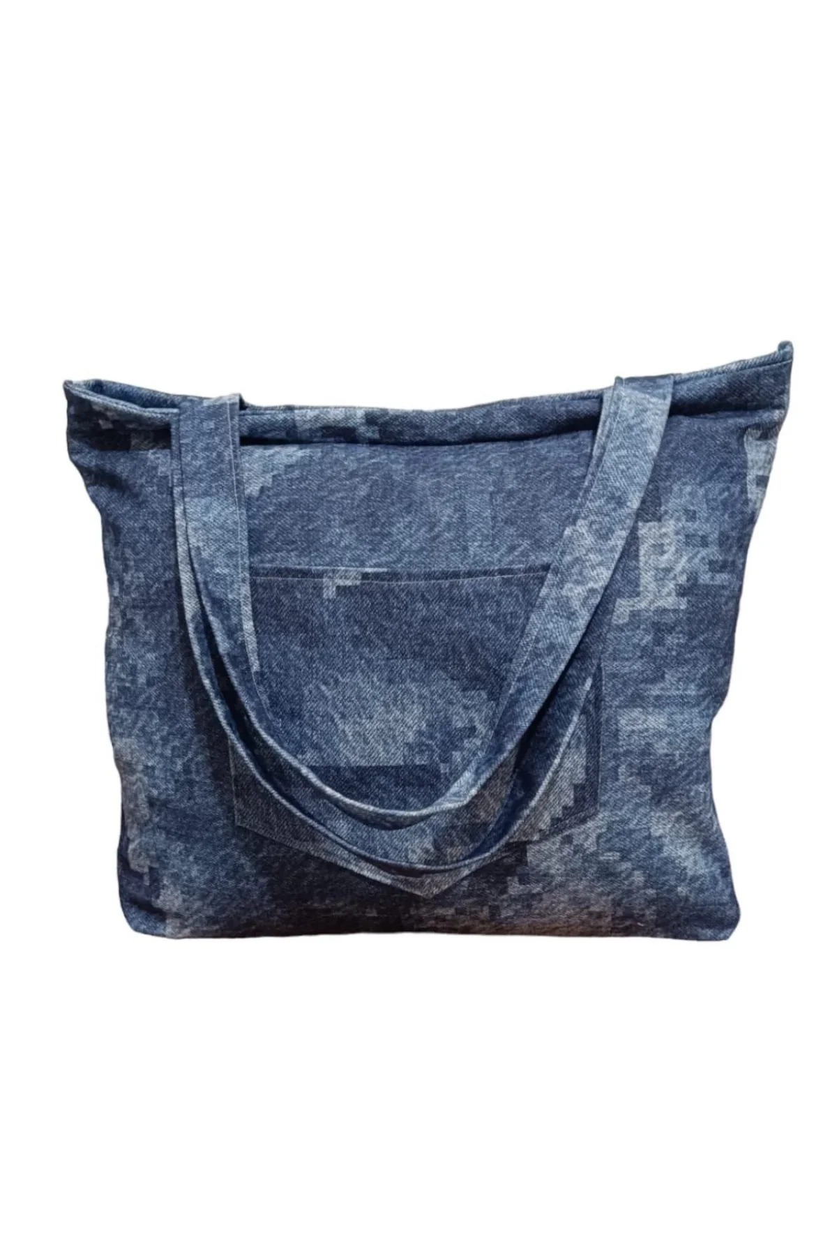 Blujin Desenli Piknik ve Deniz Cepli Fermuarlı Çanta - Mavi