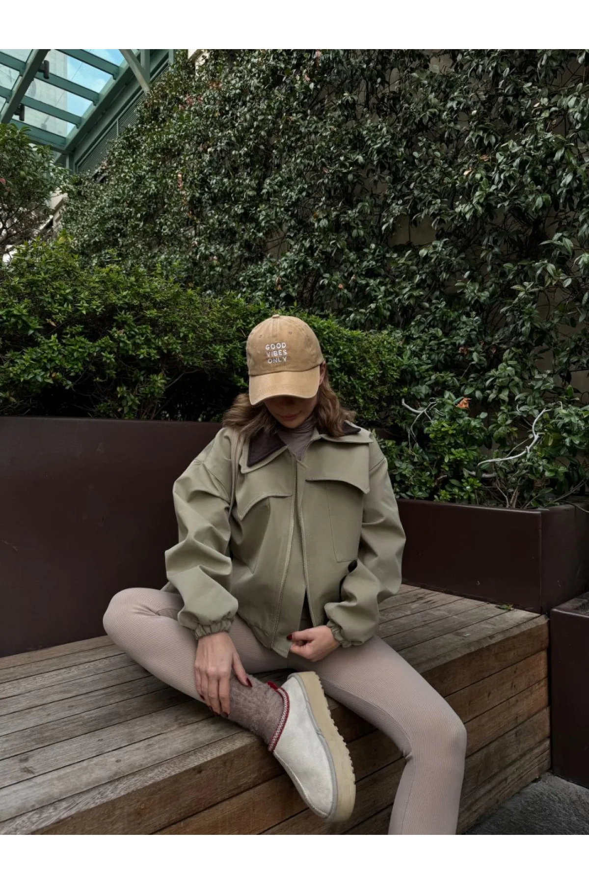 Çift Yakalı Ceket Mont - Yeşil