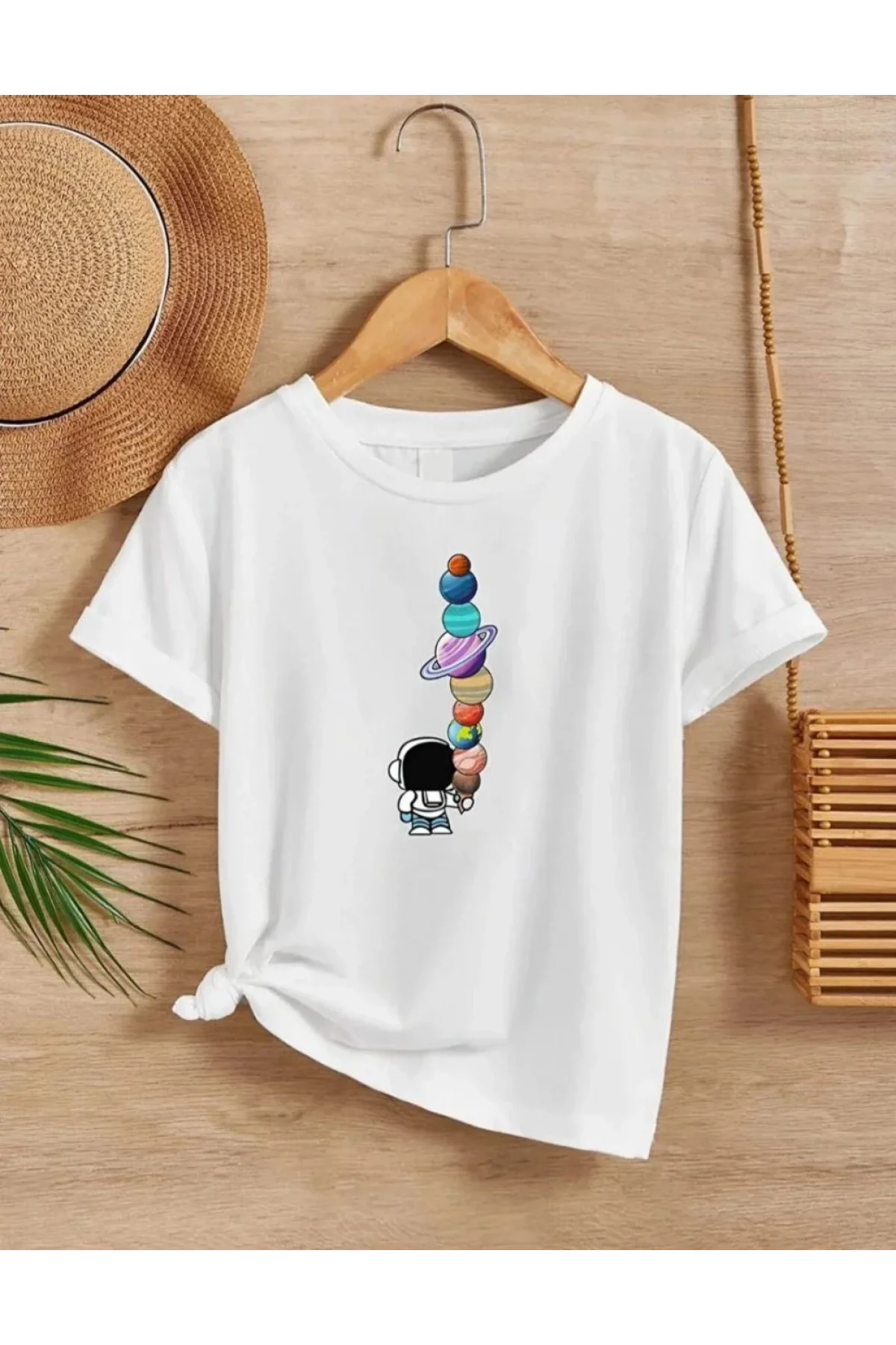Çocuk Unisex Baskılı T-Shirt - Beyaz