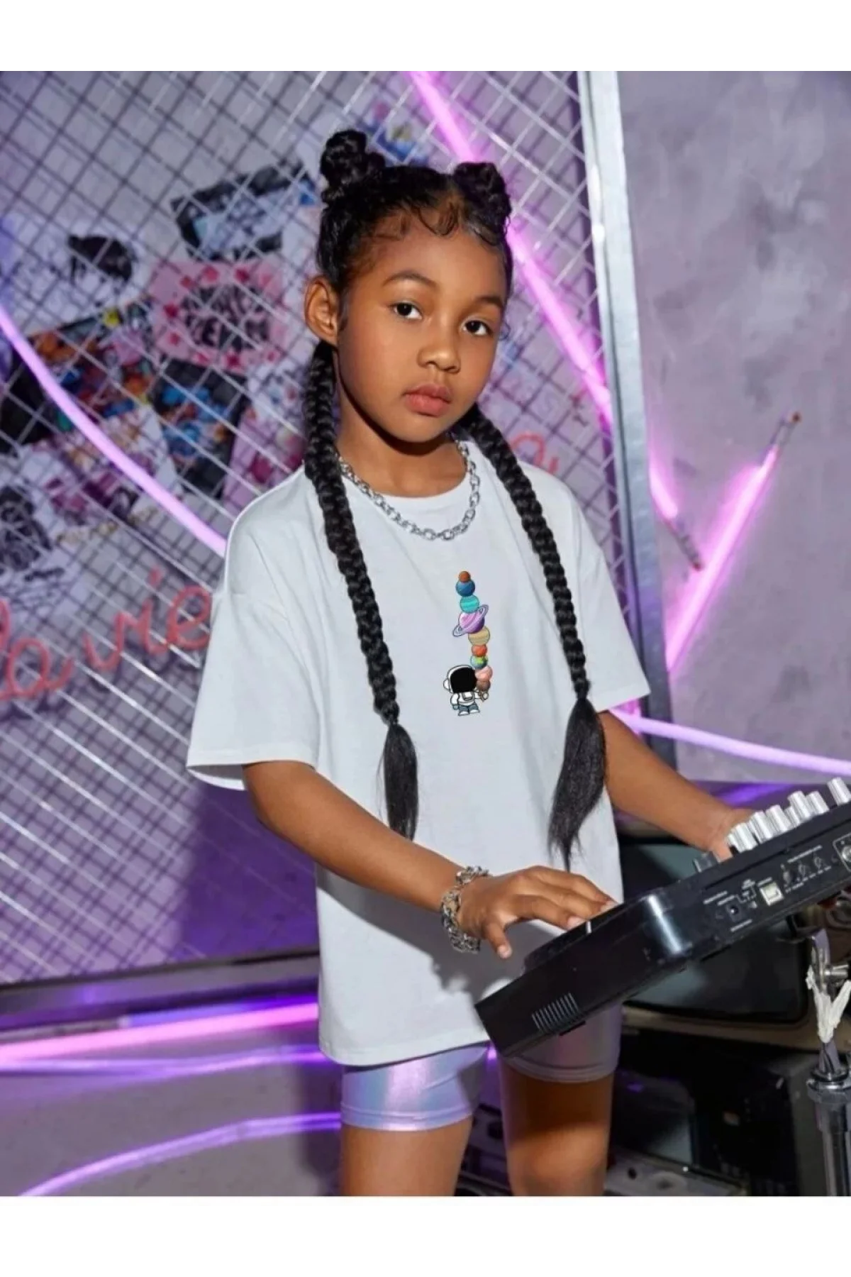 Çocuk Unisex Baskılı T-Shirt - Beyaz