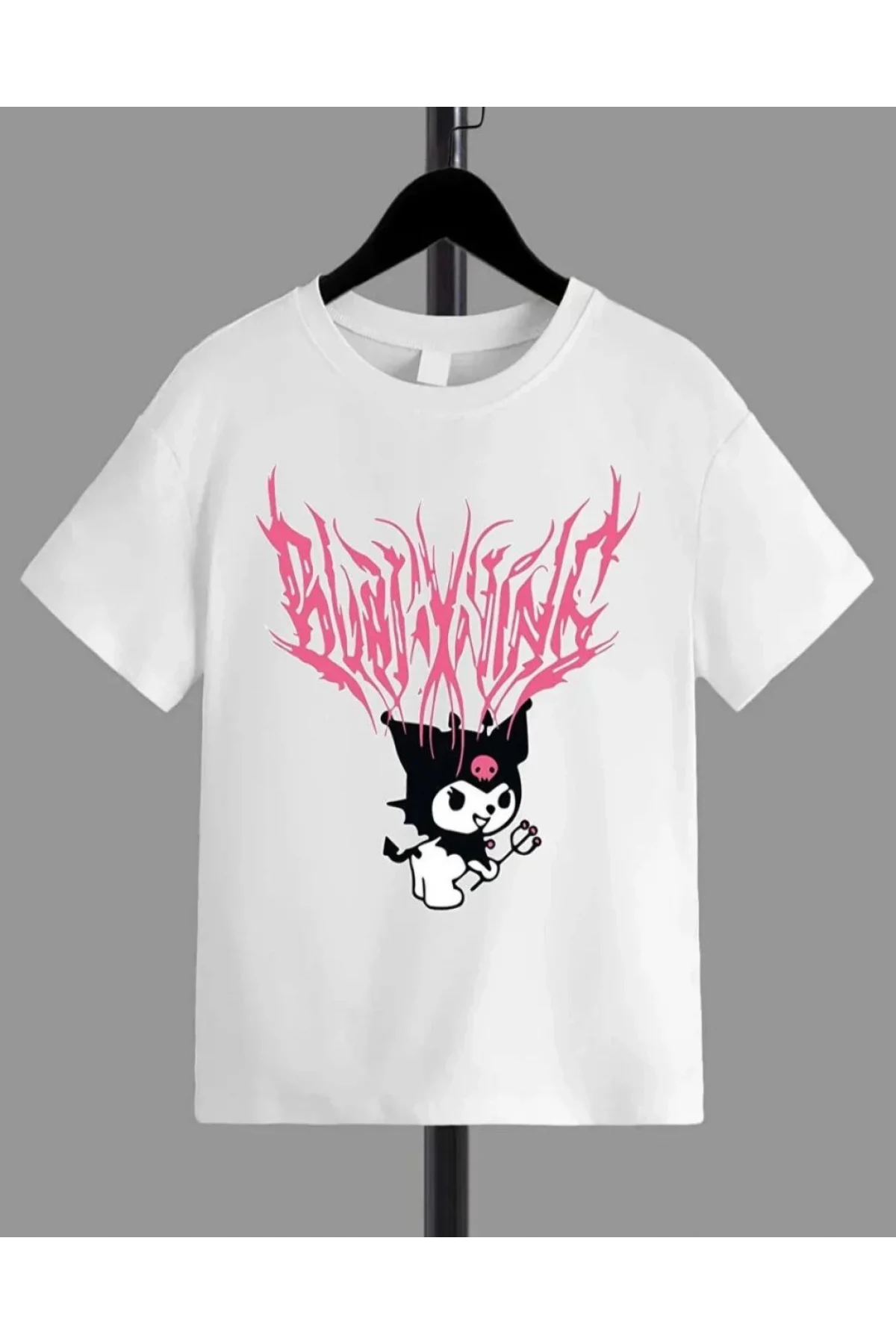 Kız Çocuk Bisiklet Yaka Baskılı T-Shirt - Beyaz