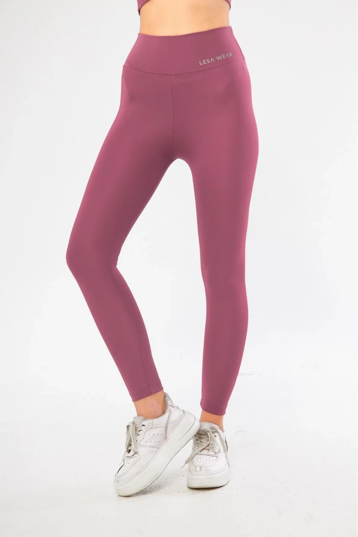 Kadın Yüksek Bel Toparlayıcı Likralı dalgıç Spor Tayt  Esnek Rahat Kalıp - Mor