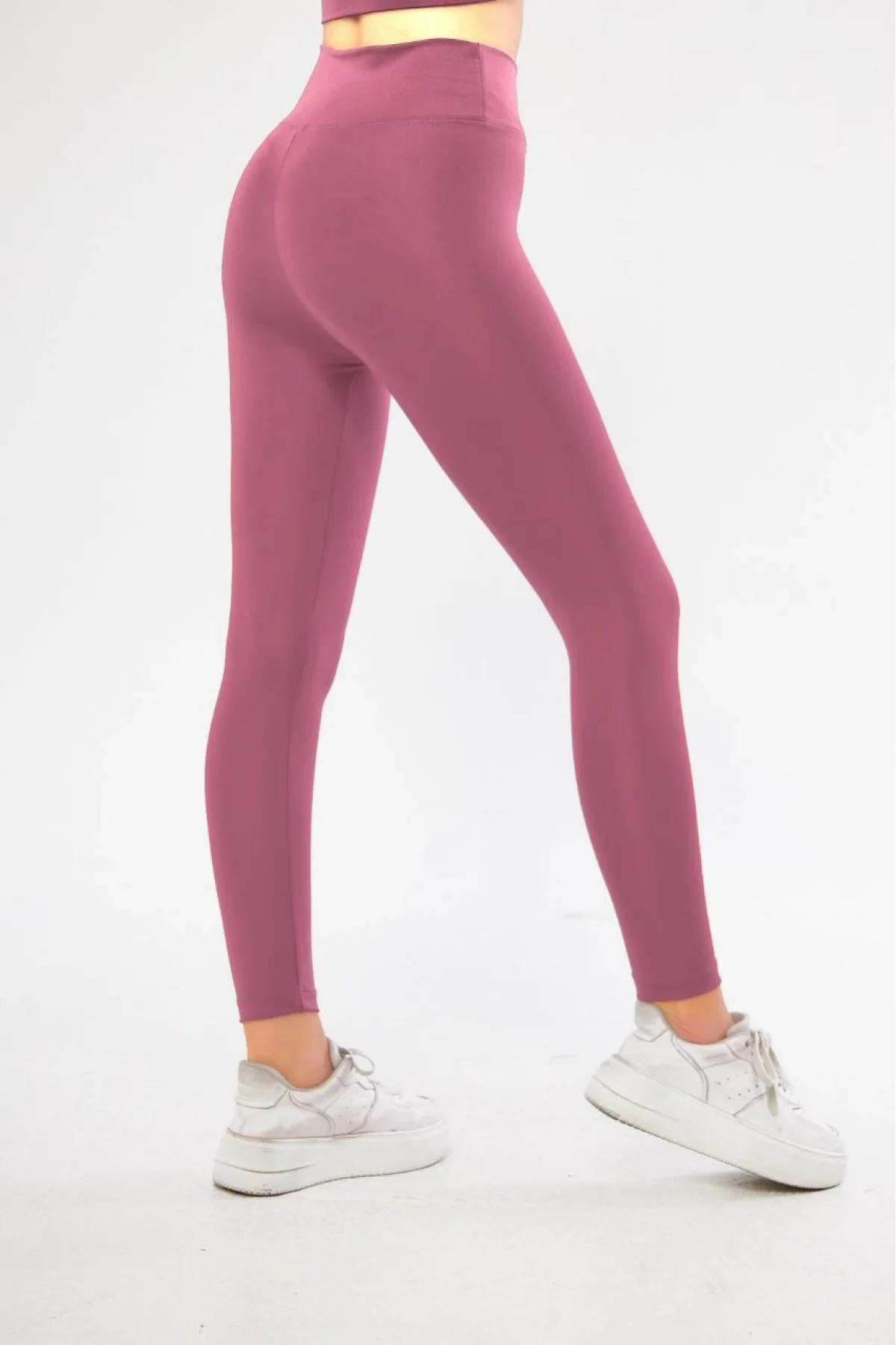 Kadın Yüksek Bel Toparlayıcı Likralı dalgıç Spor Tayt  Esnek Rahat Kalıp - Mor